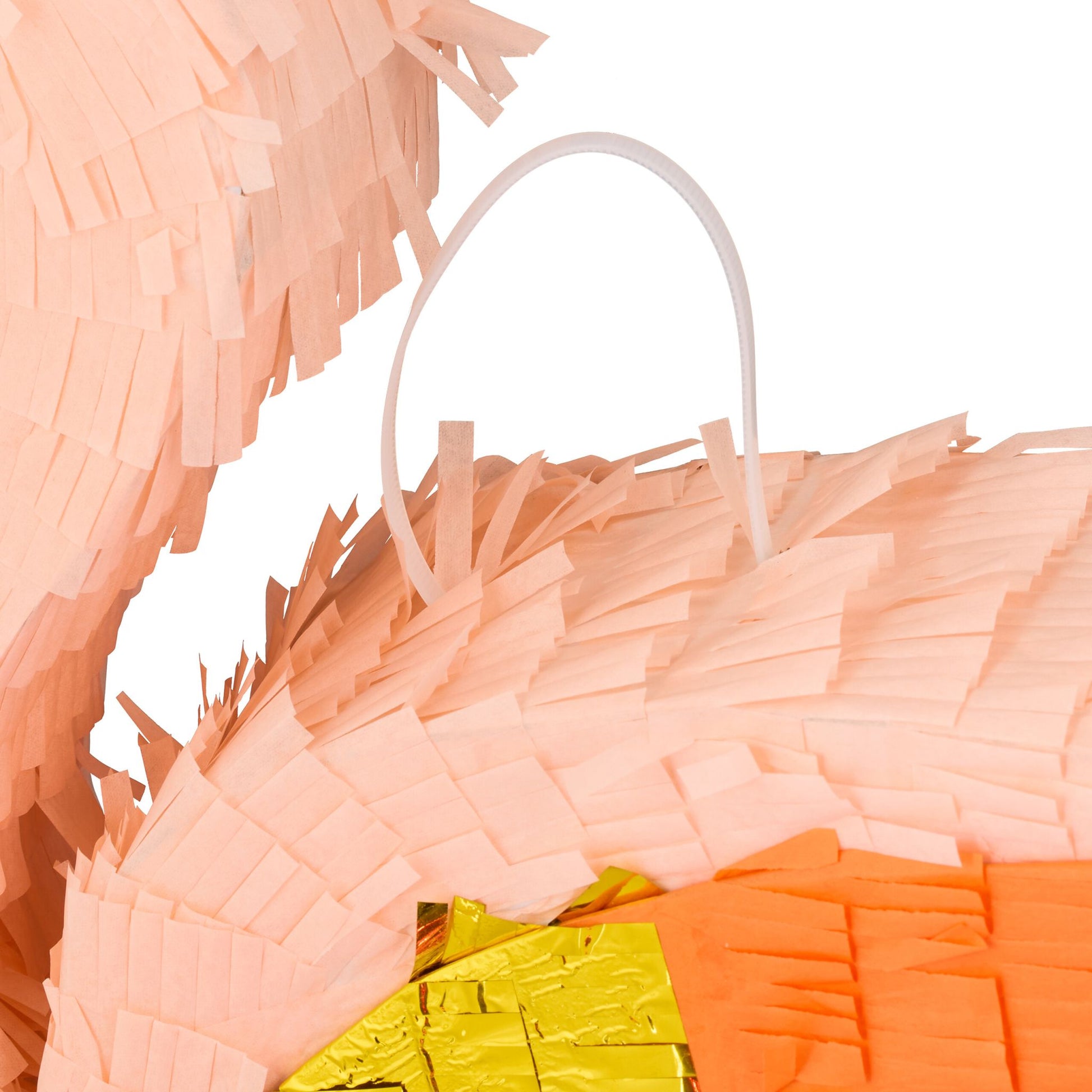 Pinata Flamingo mit Stab und Maske Gold-Orange-Pink von Relaxdays