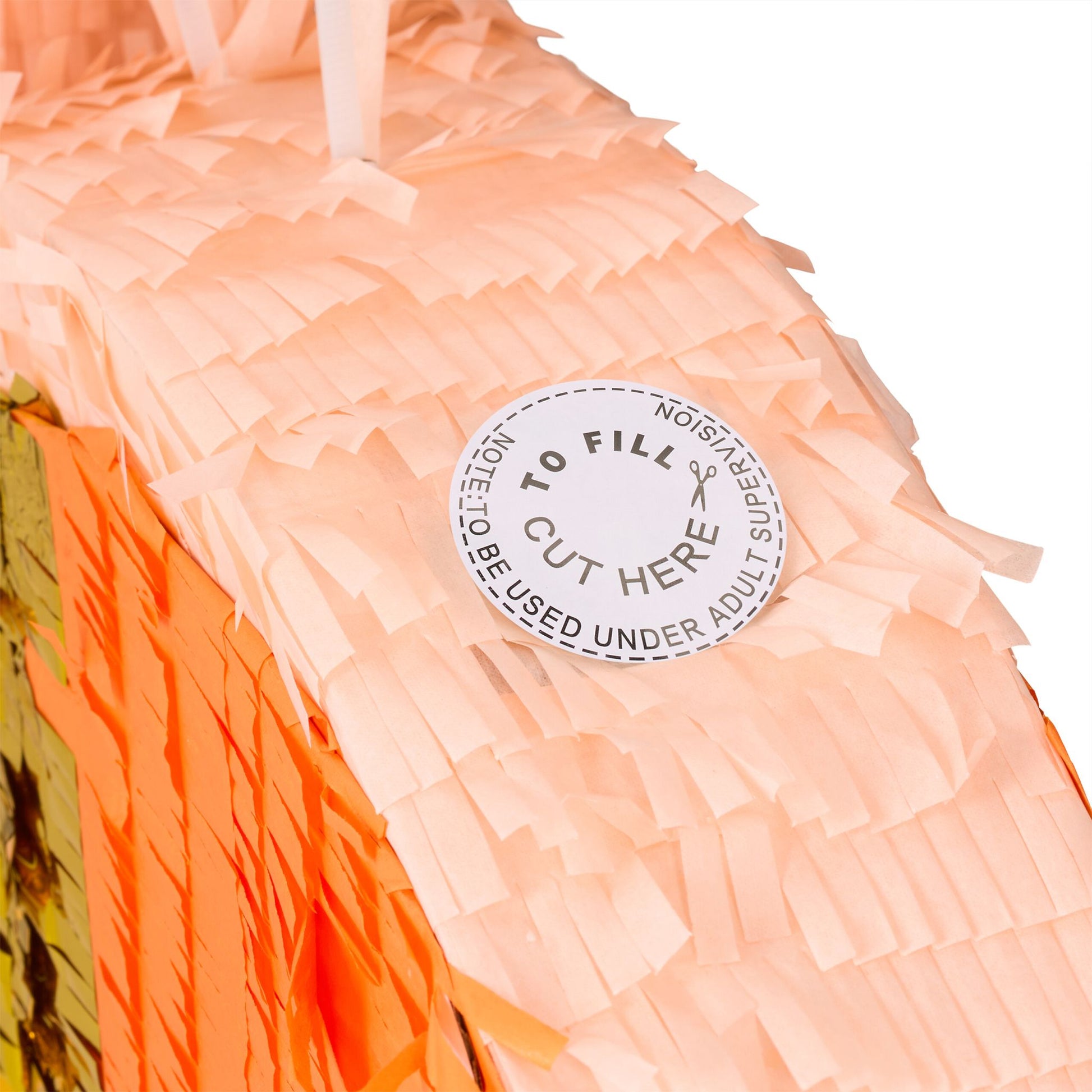 Pinata Flamingo mit Stab und Maske Gold-Orange-Pink von Relaxdays