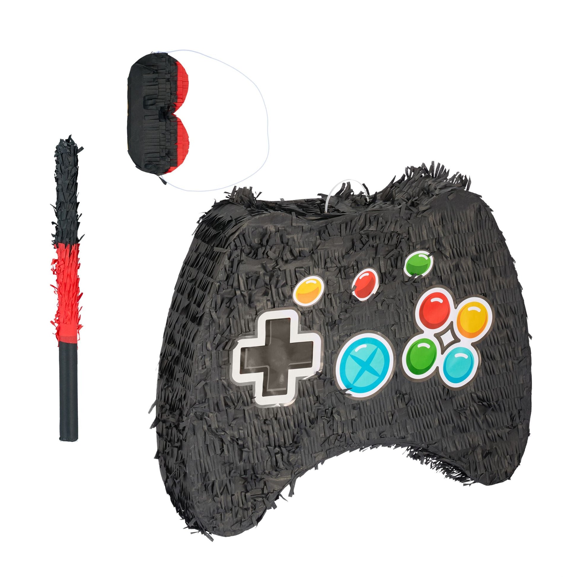 Pinata Controller mit Stab und Maske Blau-Rot-Schwarz von Relaxdays