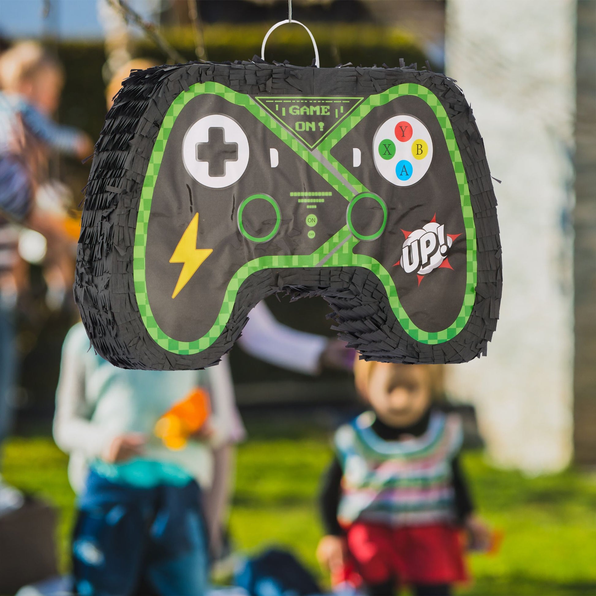 Pinata Set Controller mit Stab und Maske Dunkelgrün-Grün-Schwarz von Relaxdays