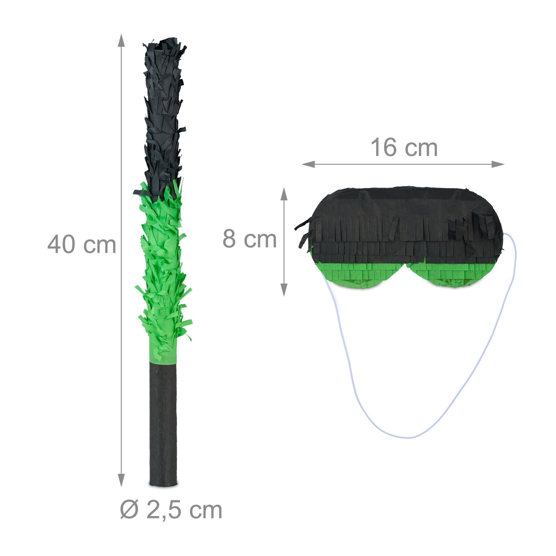 Pinata Set Controller mit Stab und Maske Dunkelgrün-Grün-Schwarz von Relaxdays