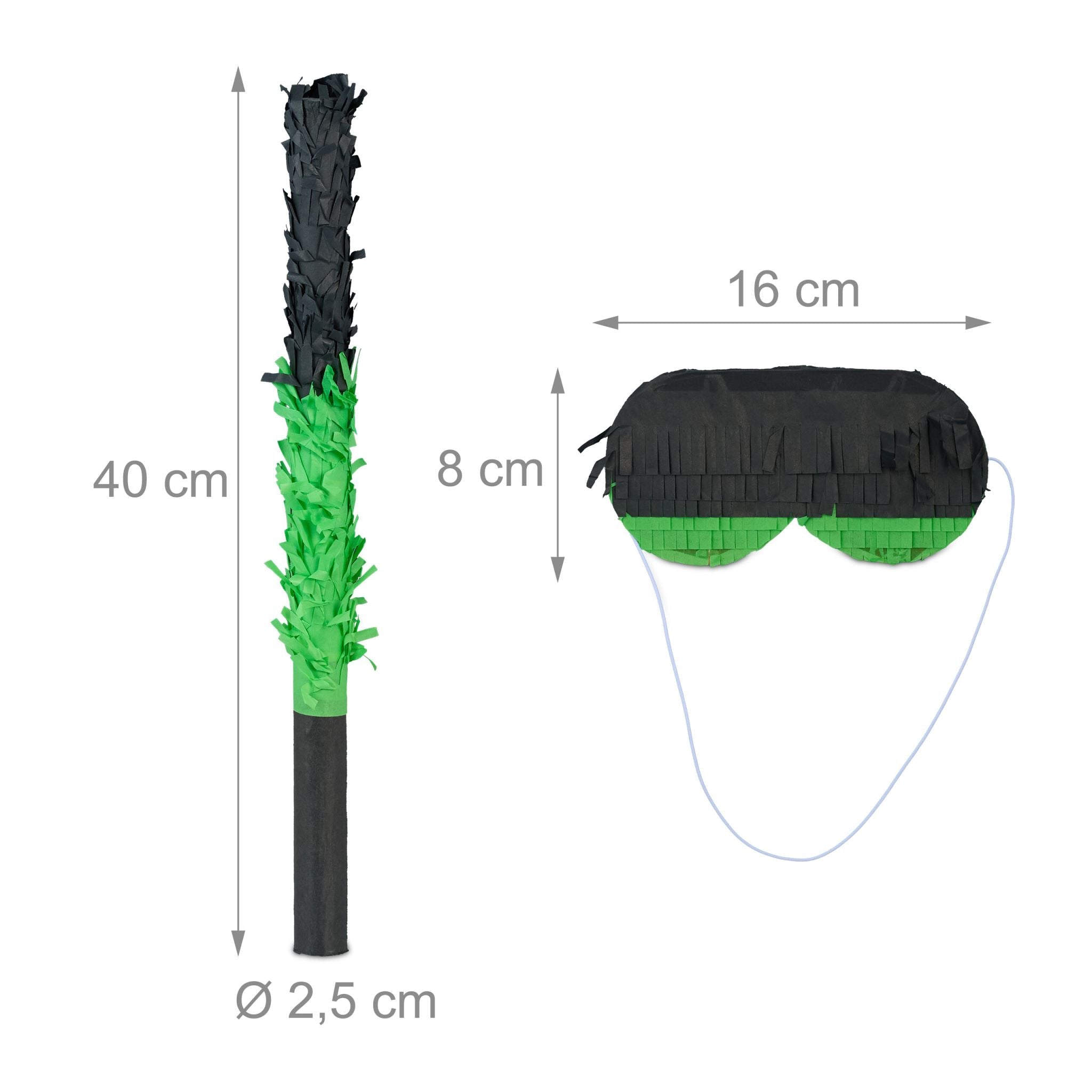 Pinata Set Controller mit Stab und Maske Dunkelgrün-Grün-Schwarz von Relaxdays