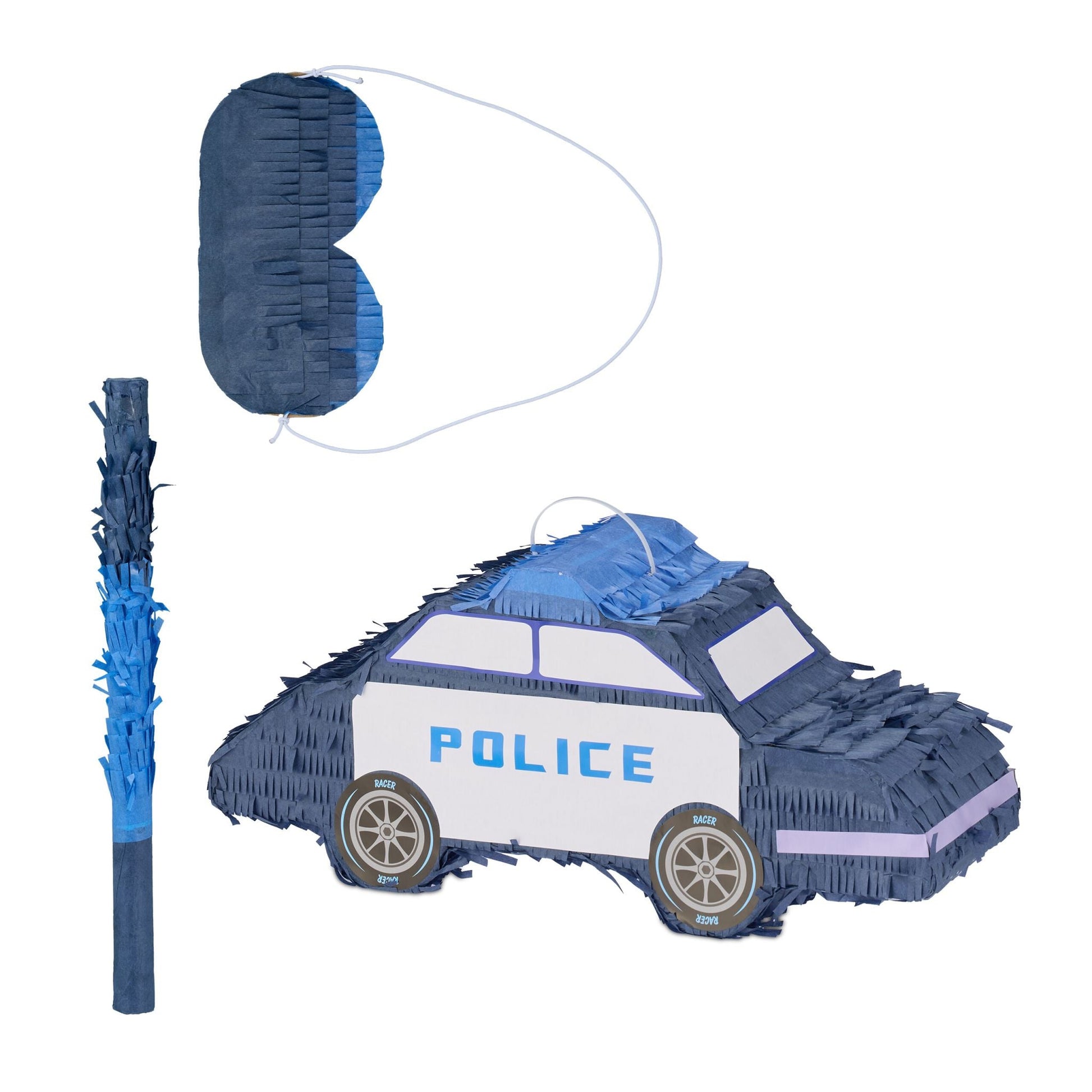 Pinata Polizei Weiss-Blau-Dunkelblau von Relaxdays