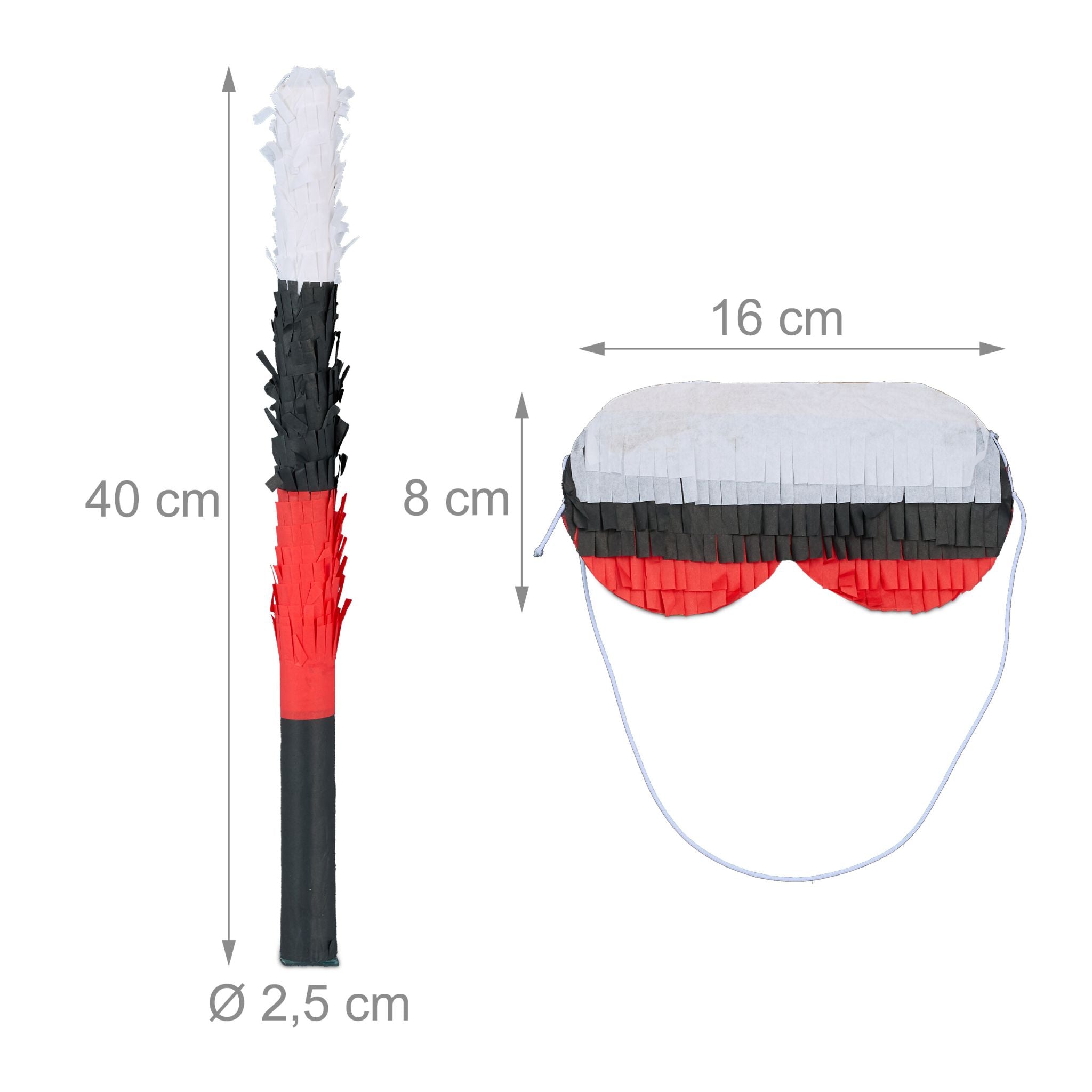 Pinata Feuerwehrauto mit Stab und Maske Blau-Rot-Schwarz von Relaxdays