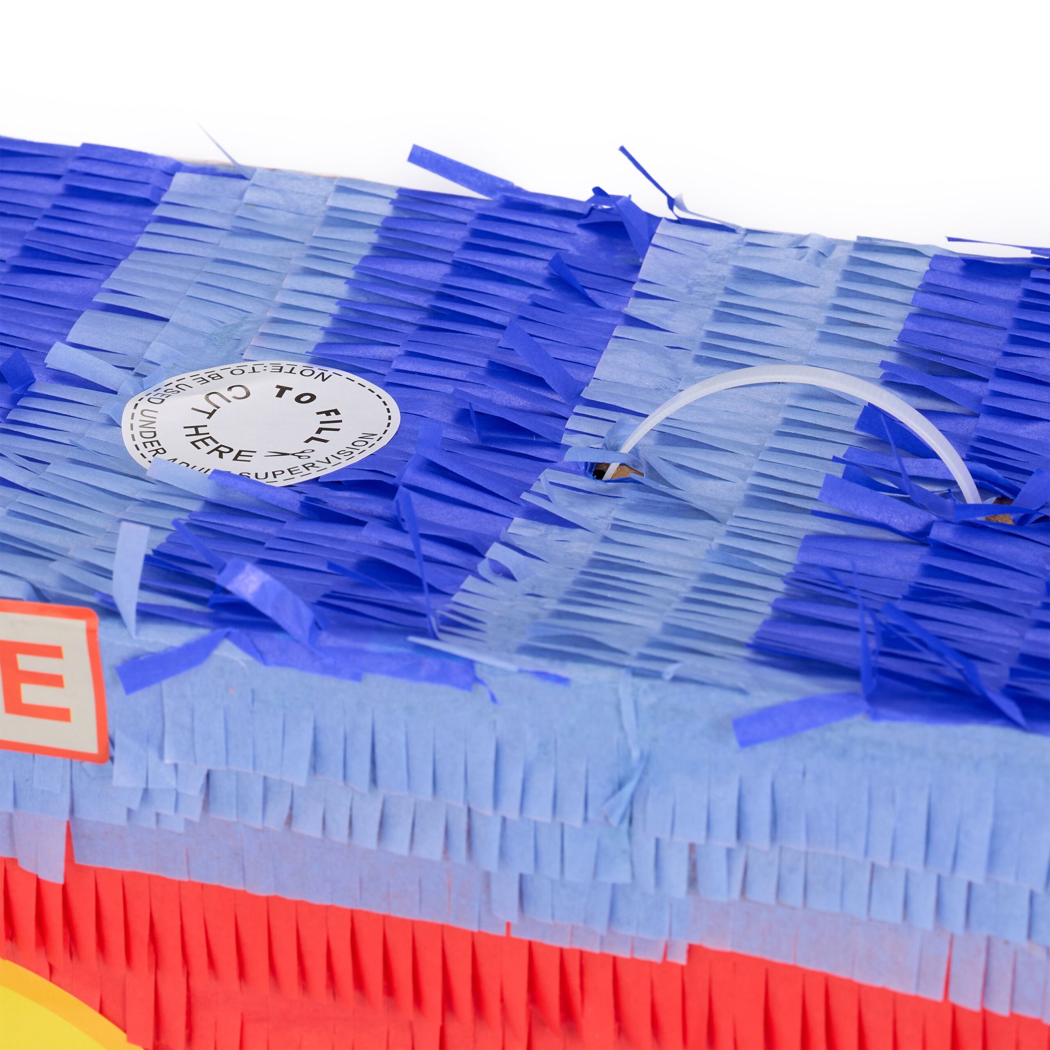 Pinata Feuerwehrauto mit Stab und Maske Blau-Rot-Schwarz von Relaxdays