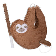 Pinata Faultier mit Stab und Maske Weiss-Braun von Relaxdays