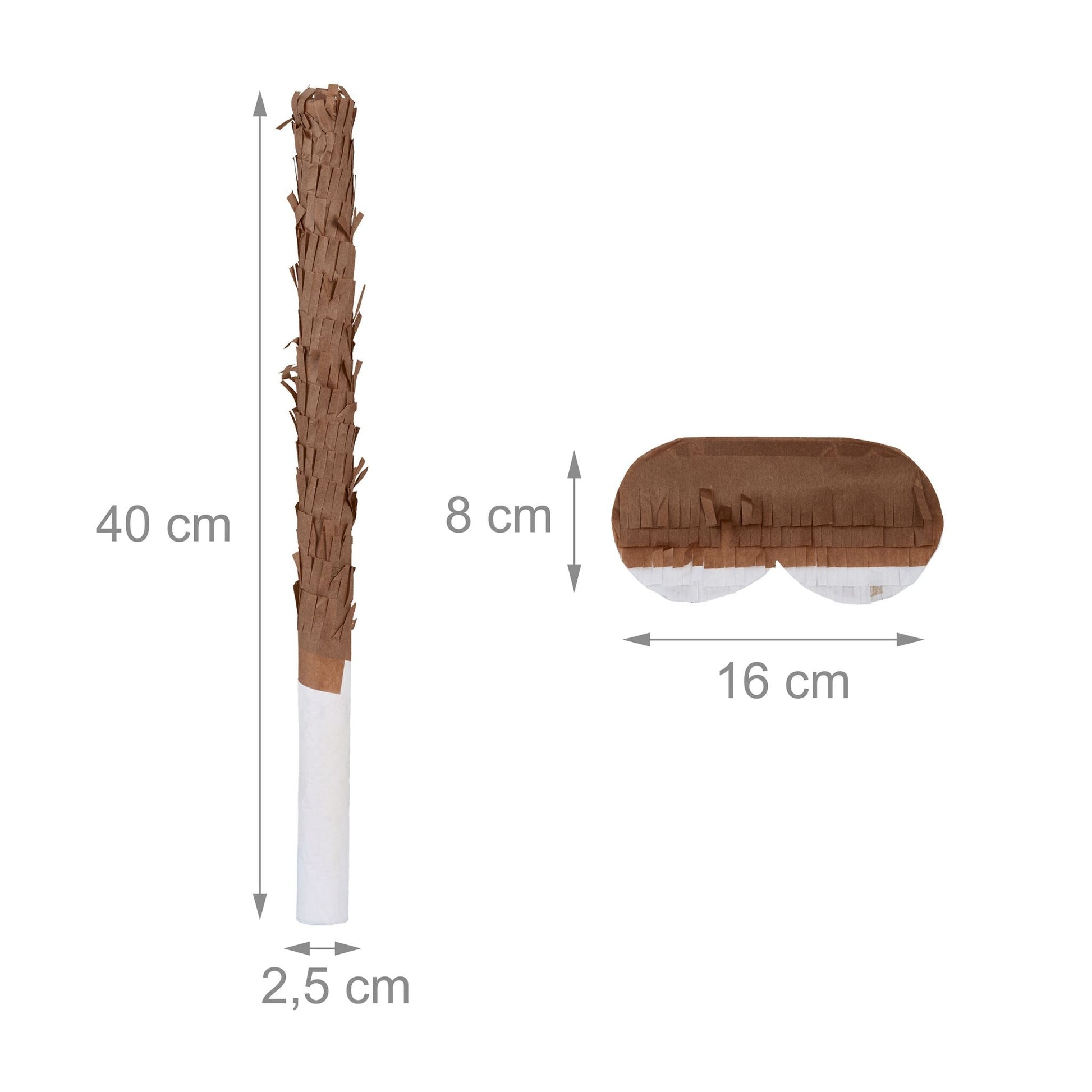 Pinata Faultier mit Stab und Maske Weiss-Braun von Relaxdays