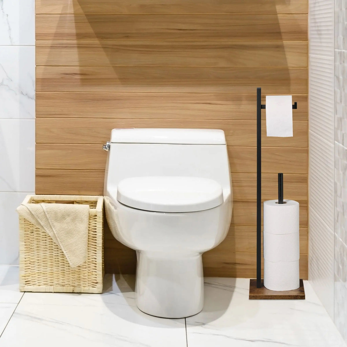 Toilettenpapierhalter für 5 Rollen Braun-Schwarz von Relaxdays