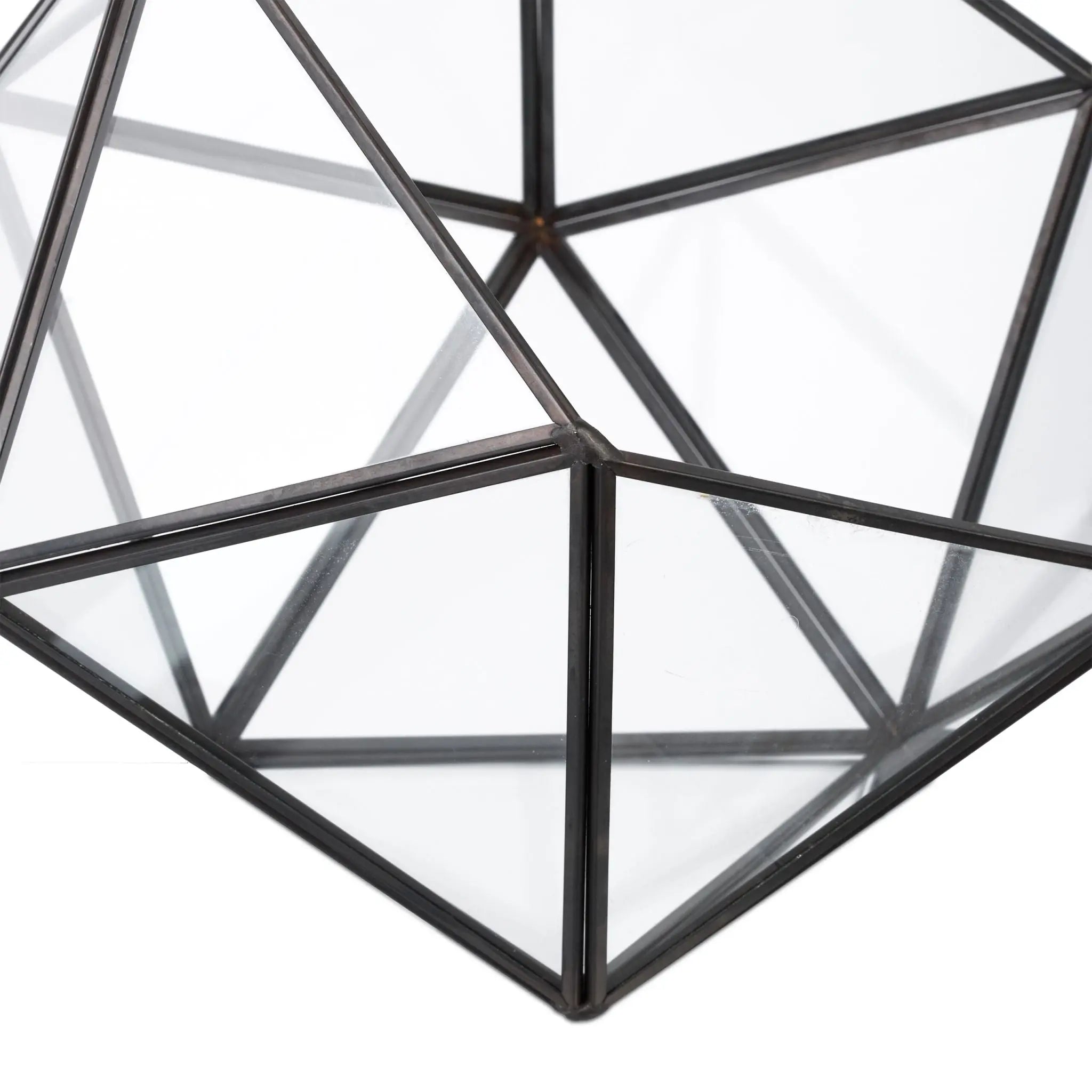 Geometrisches Pflanzenterrarium Glas Schwarz-Transparent von Relaxdays
