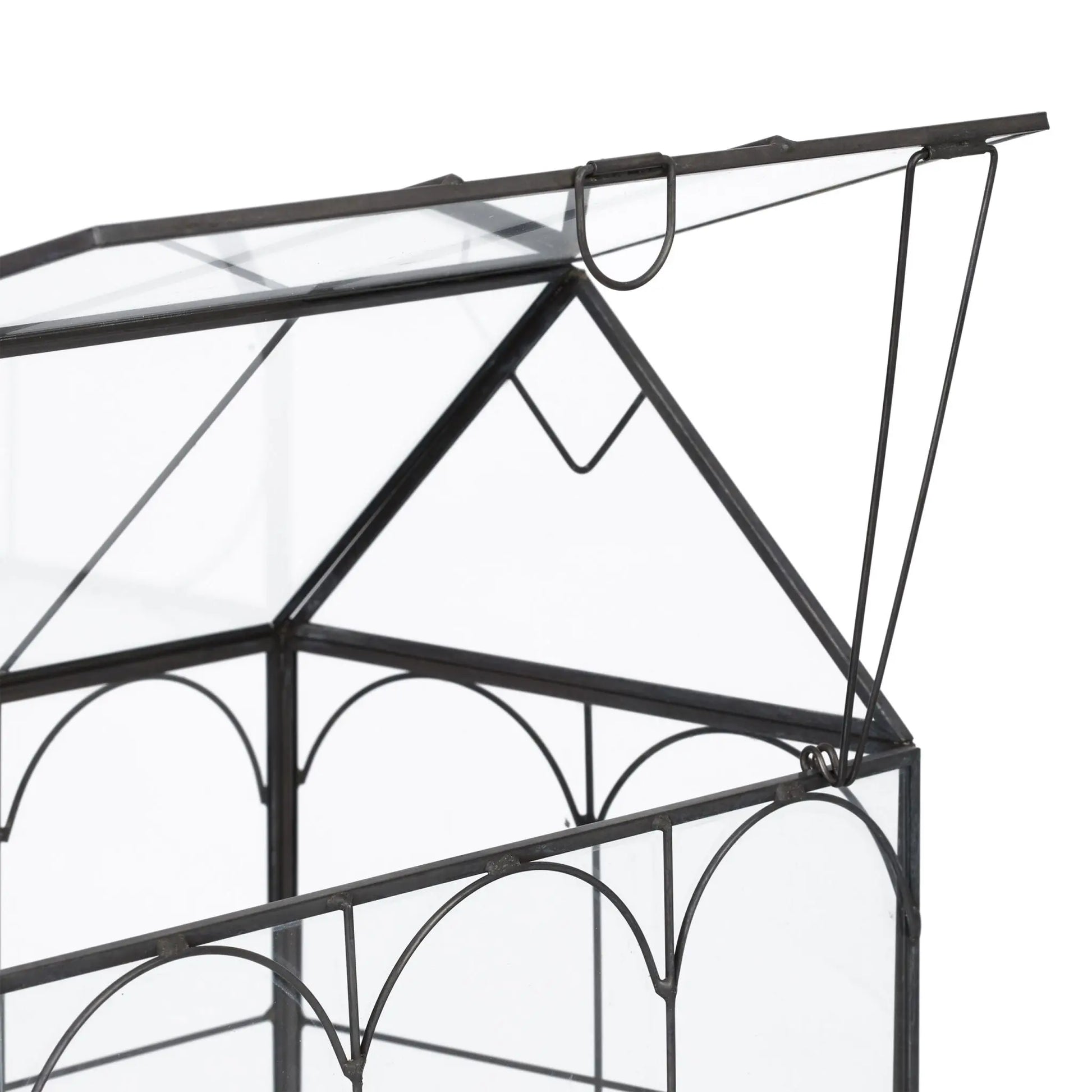 Pflanzenterrarium Glas Hausform Schwarz-Transparent von Relaxdays
