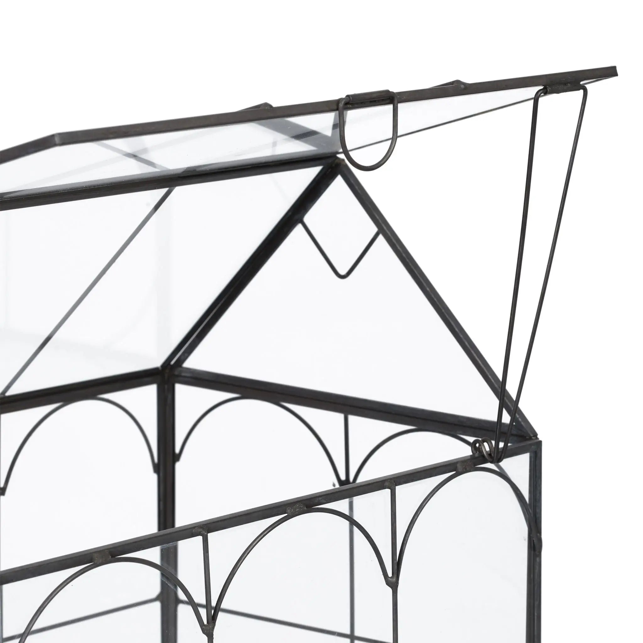 Pflanzenterrarium Glas Hausform Schwarz-Transparent von Relaxdays