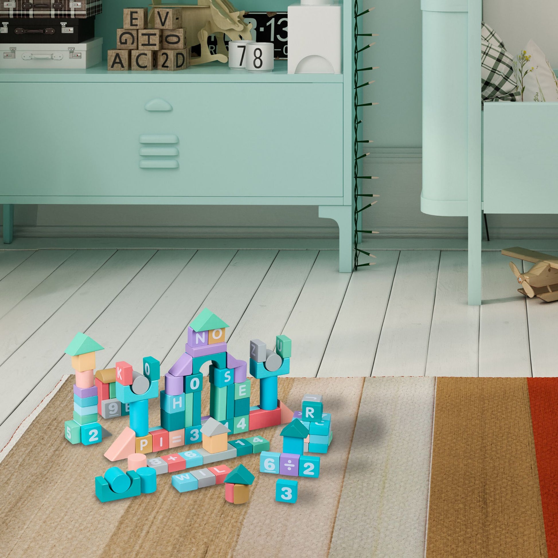 Bausteine Set Grün-Hellblau-Lila von Relaxdays