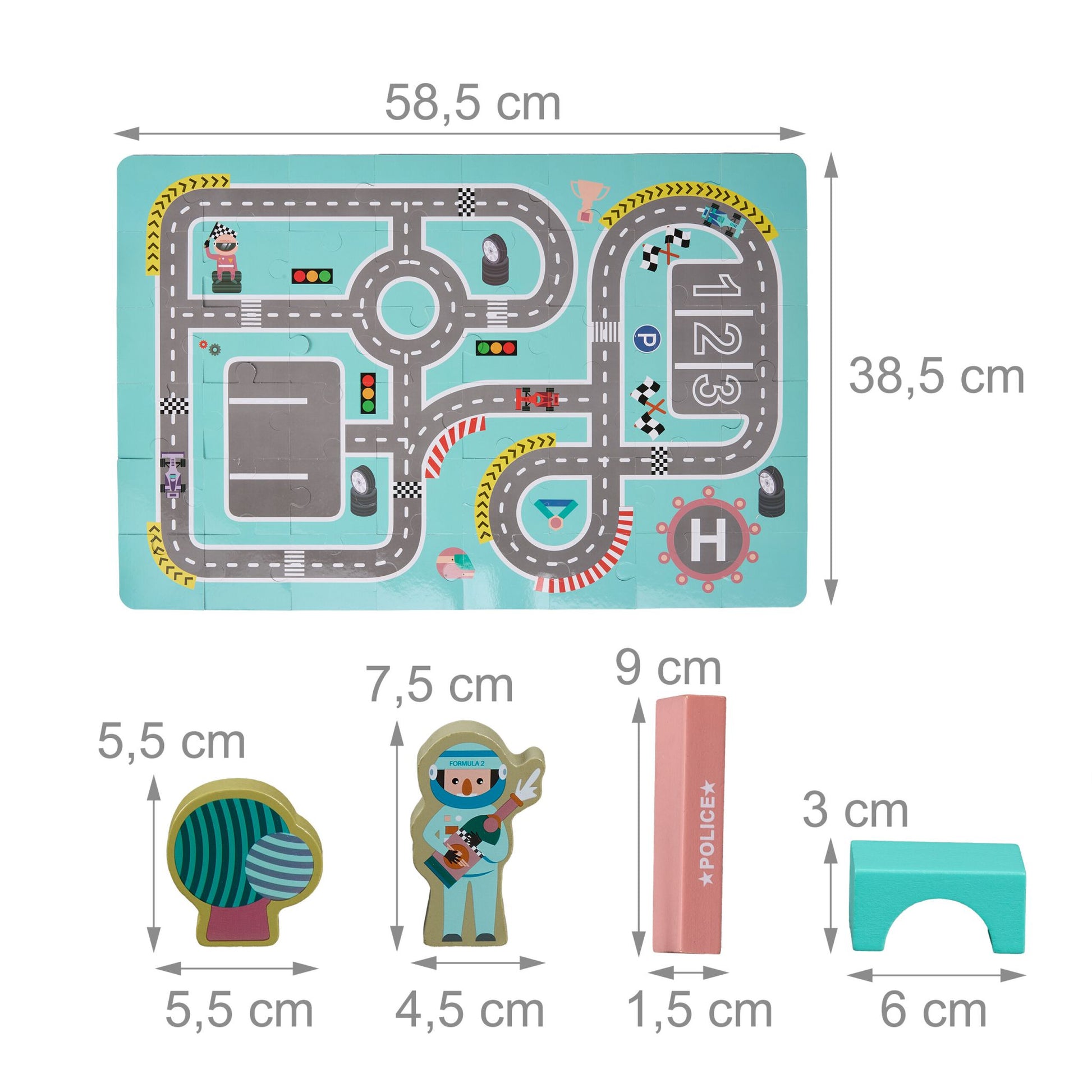Holzbausteine Stadt Set Blau-Rosa-Grau von Relaxdays