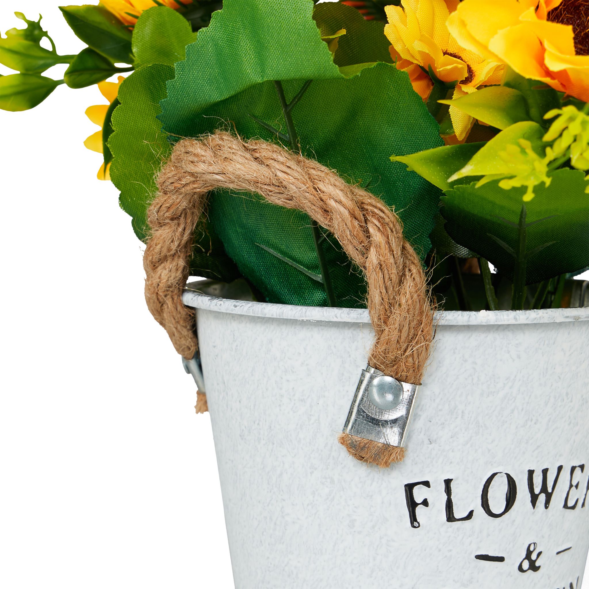 Künstliche Sonnenblumen 3er-Set Weiss-Gelb-Grün von Relaxdays