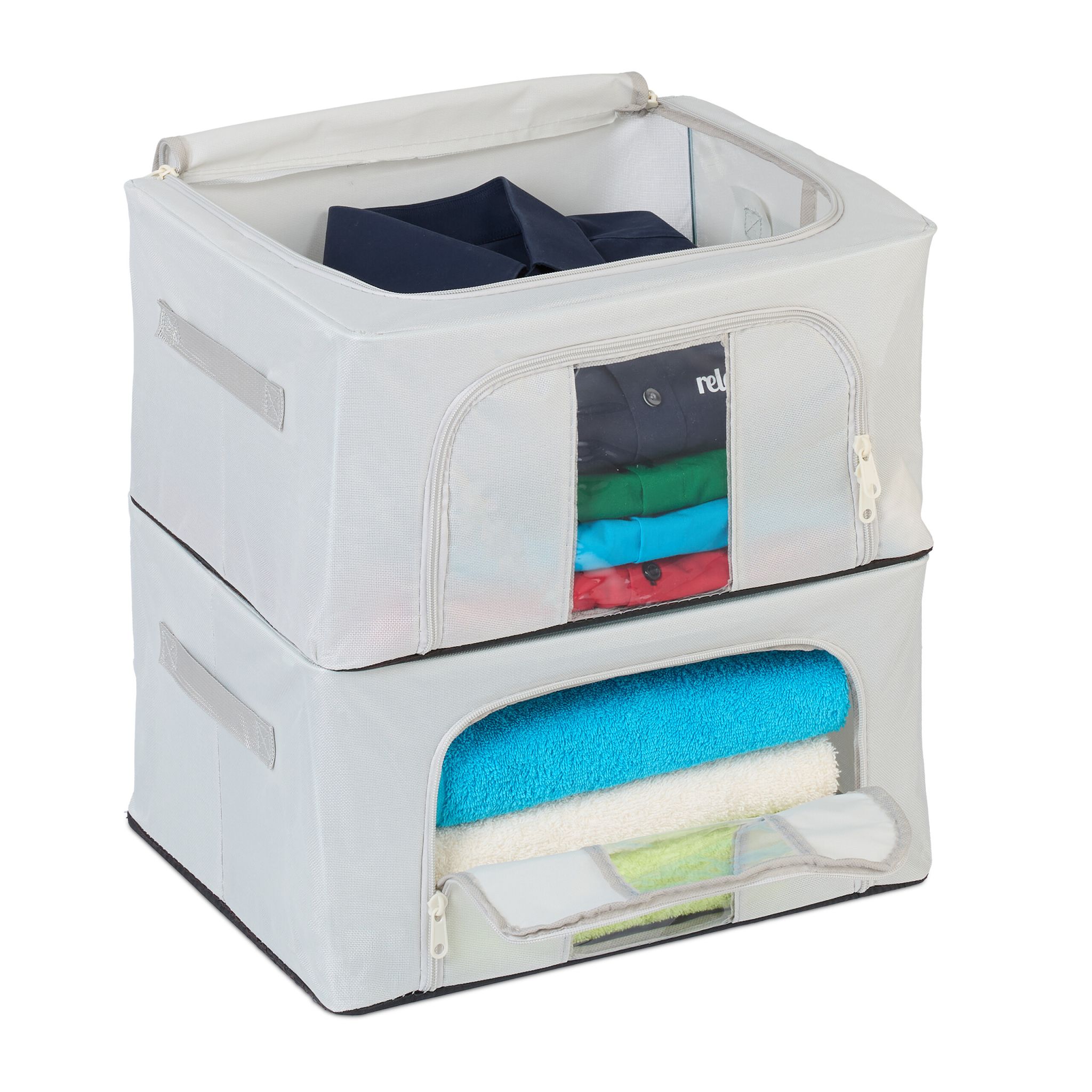 Aufbewahrungstasche 2er-Set Transparent-Grau von Relaxdays