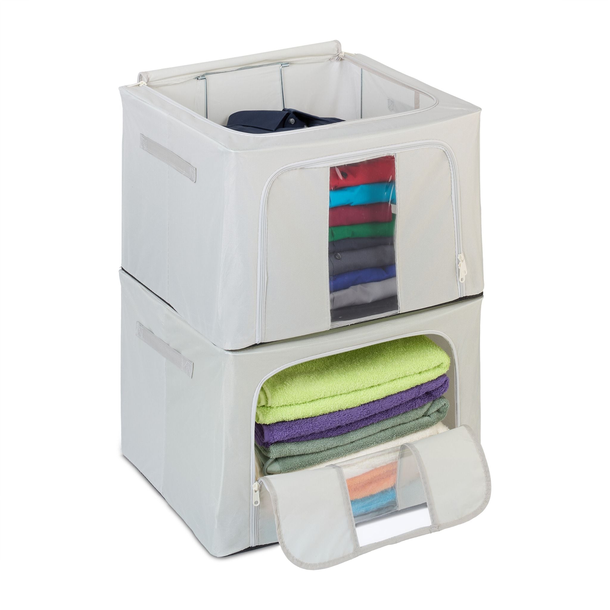 Aufbewahrungstasche 2er-Set Transparent-Grau von Relaxdays