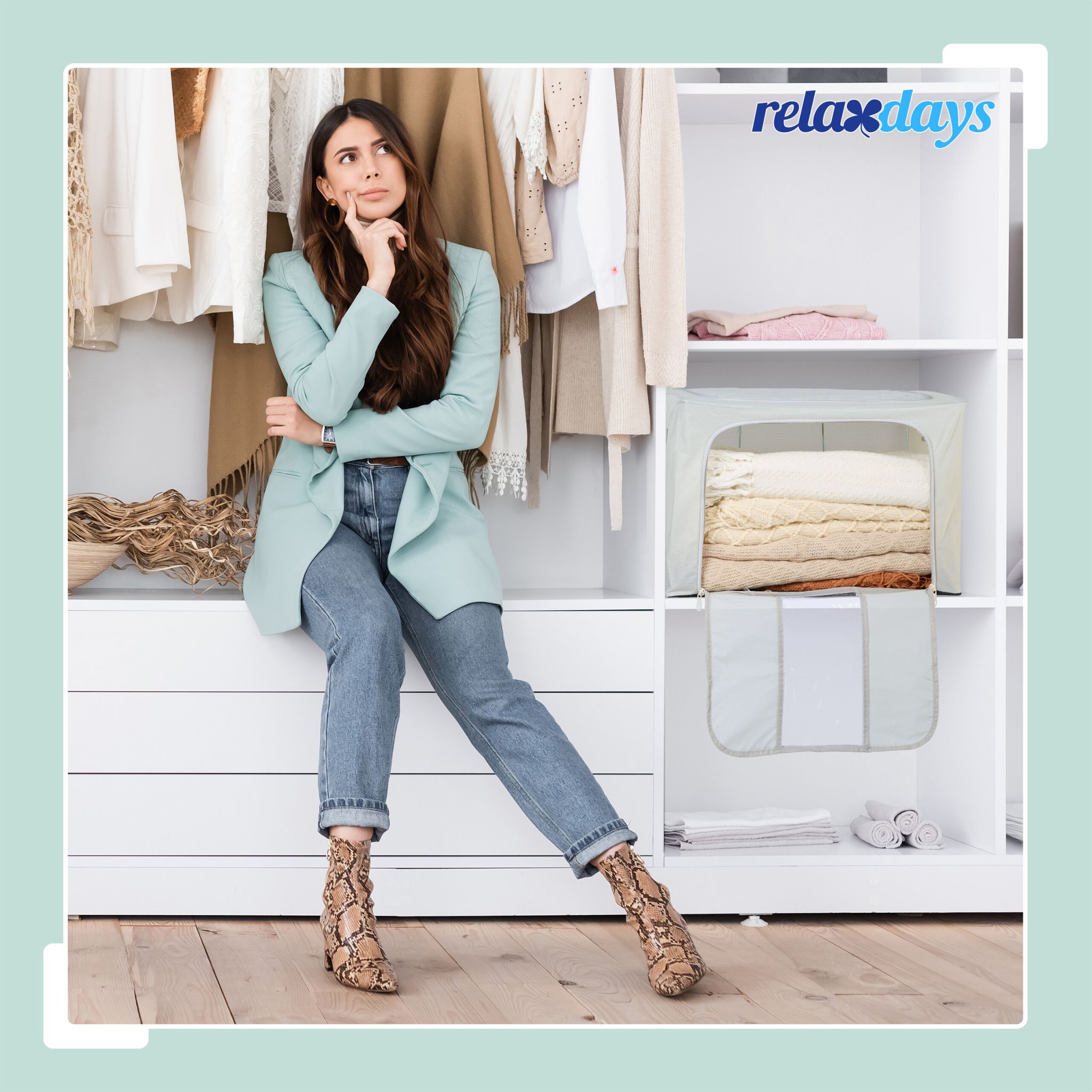 Aufbewahrungstasche 2er-Set Transparent-Grau von Relaxdays