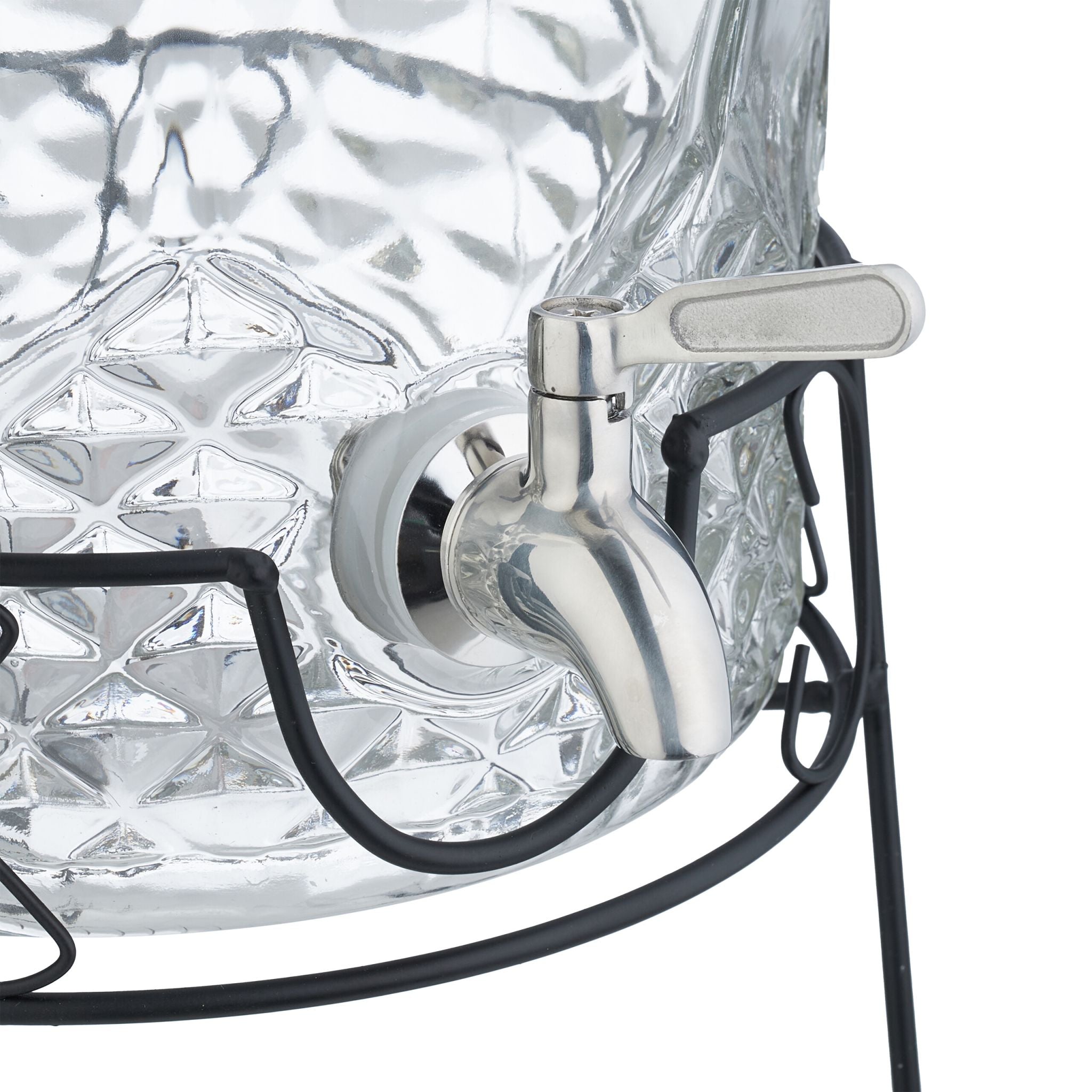 Getränkespender mit Ständer 8L Schwarz-Silber-Transparent von Relaxdays