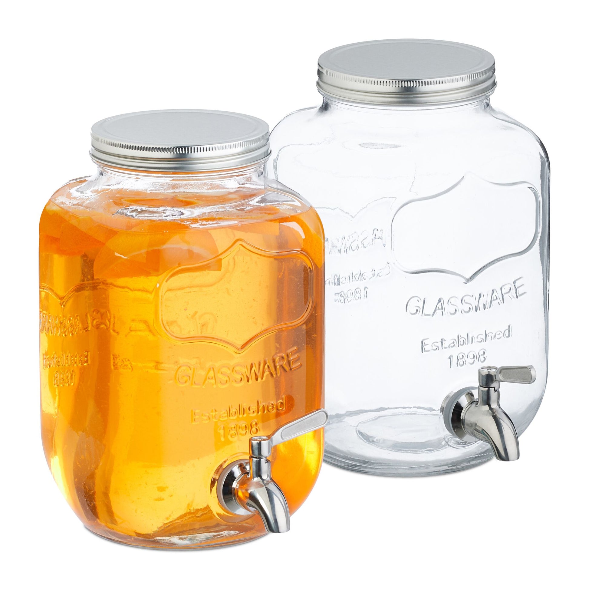 Getränkespender 4L 2er-Set Silber-Transparent von Relaxdays