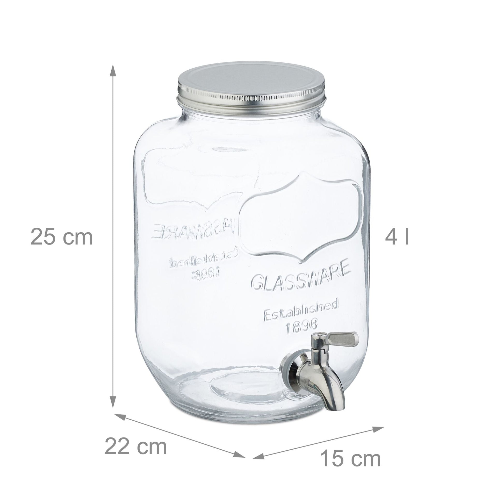 Getränkespender 4L 2er-Set Silber-Transparent von Relaxdays