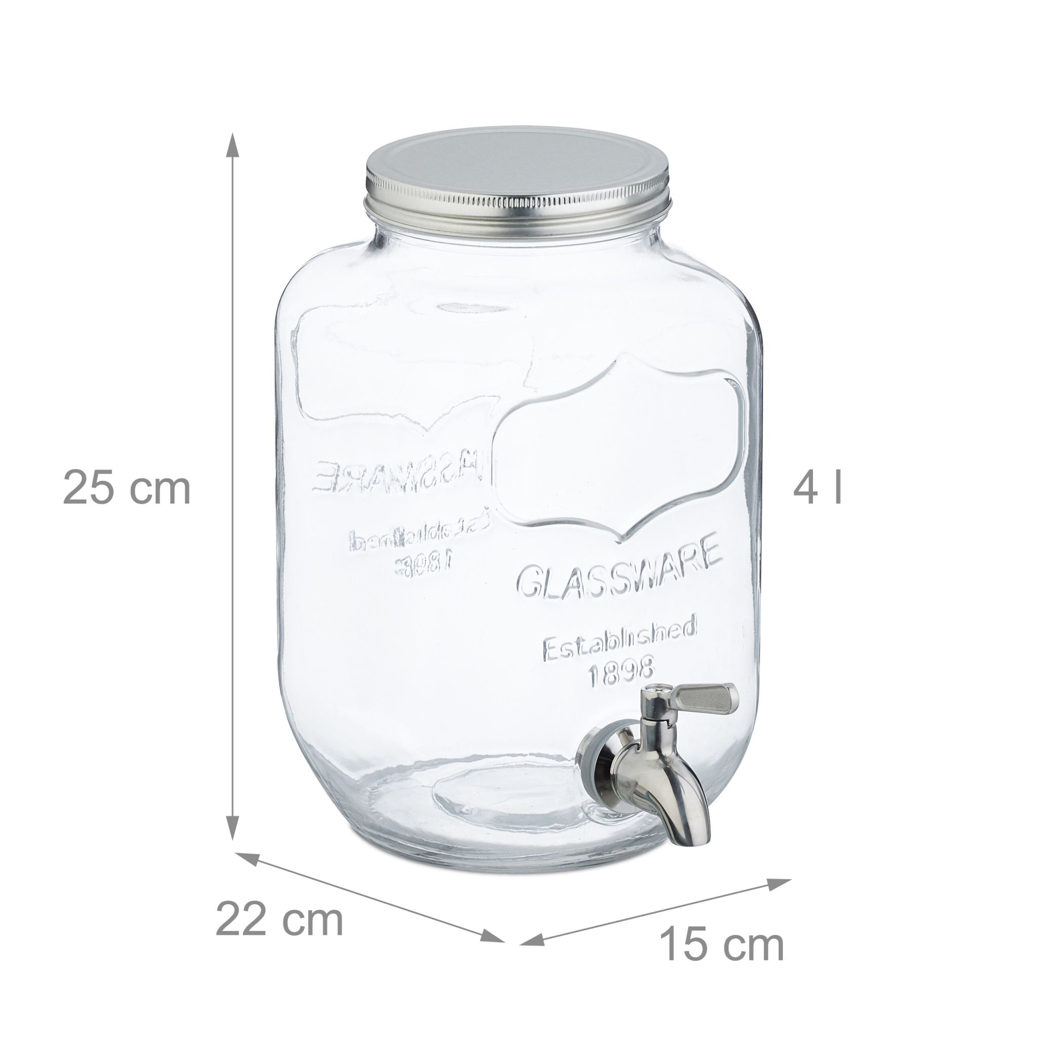 Getränkespender 4L 2er-Set Silber-Transparent von Relaxdays