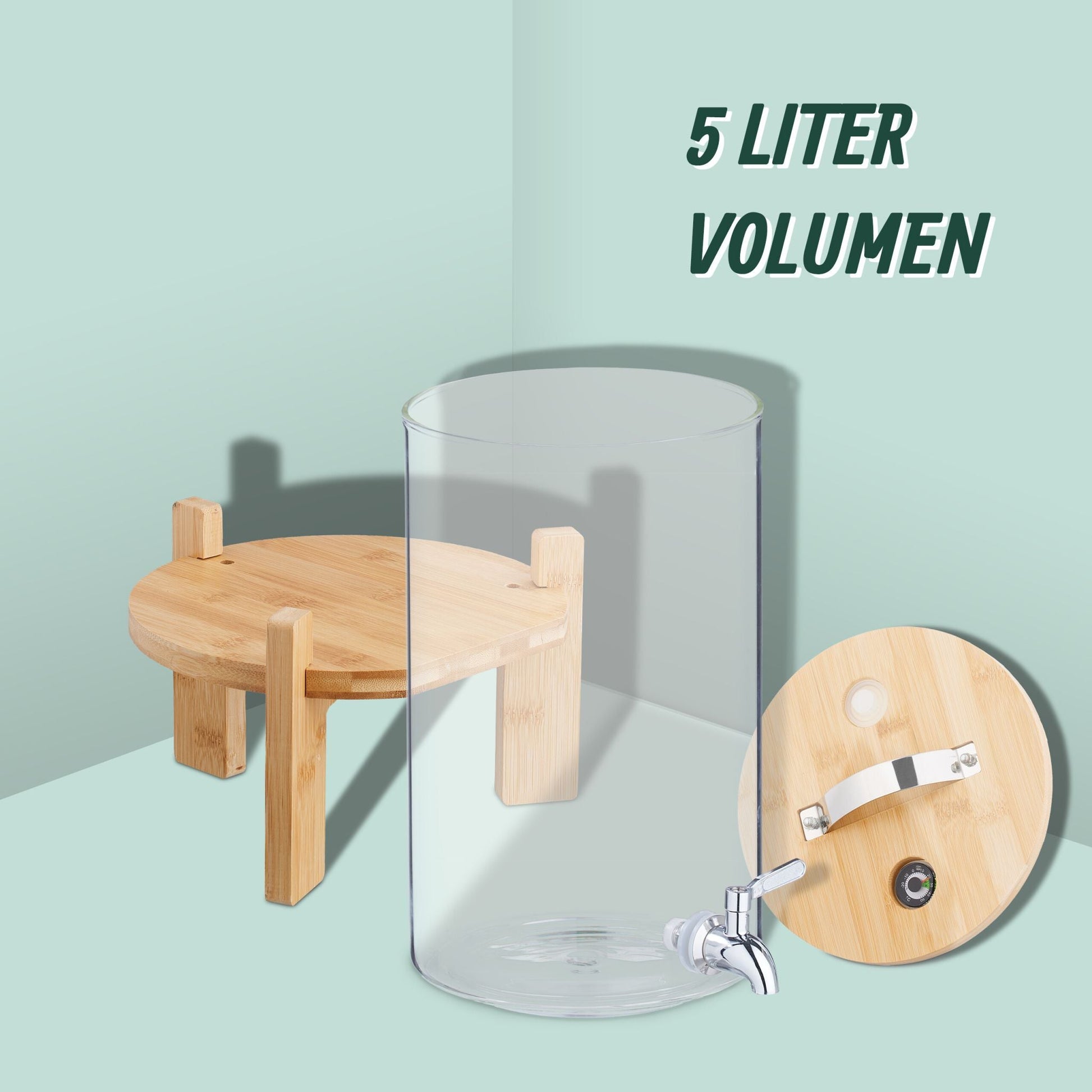 Getränkespender für Kalt- & Heissgetränke Hellbraun-Silber-Transparent von Relaxdays