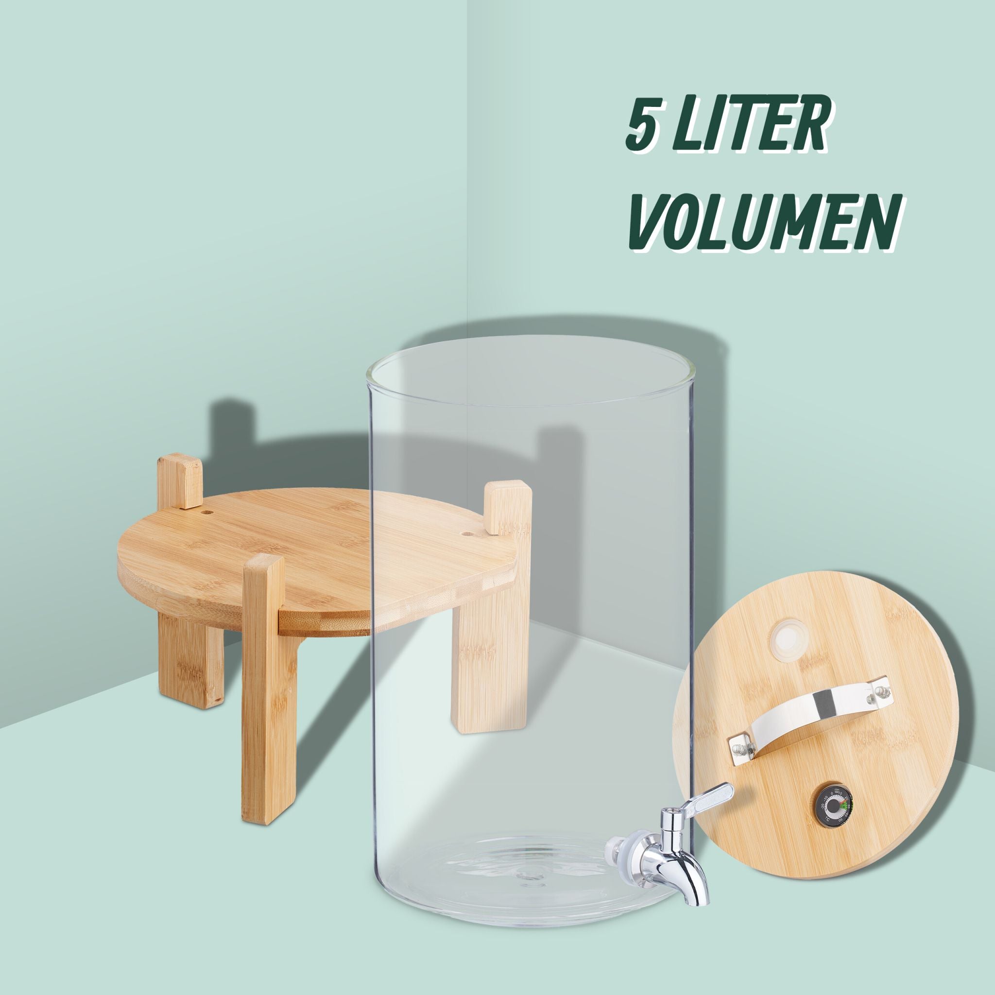 Getränkespender für Kalt- & Heissgetränke Hellbraun-Silber-Transparent von Relaxdays