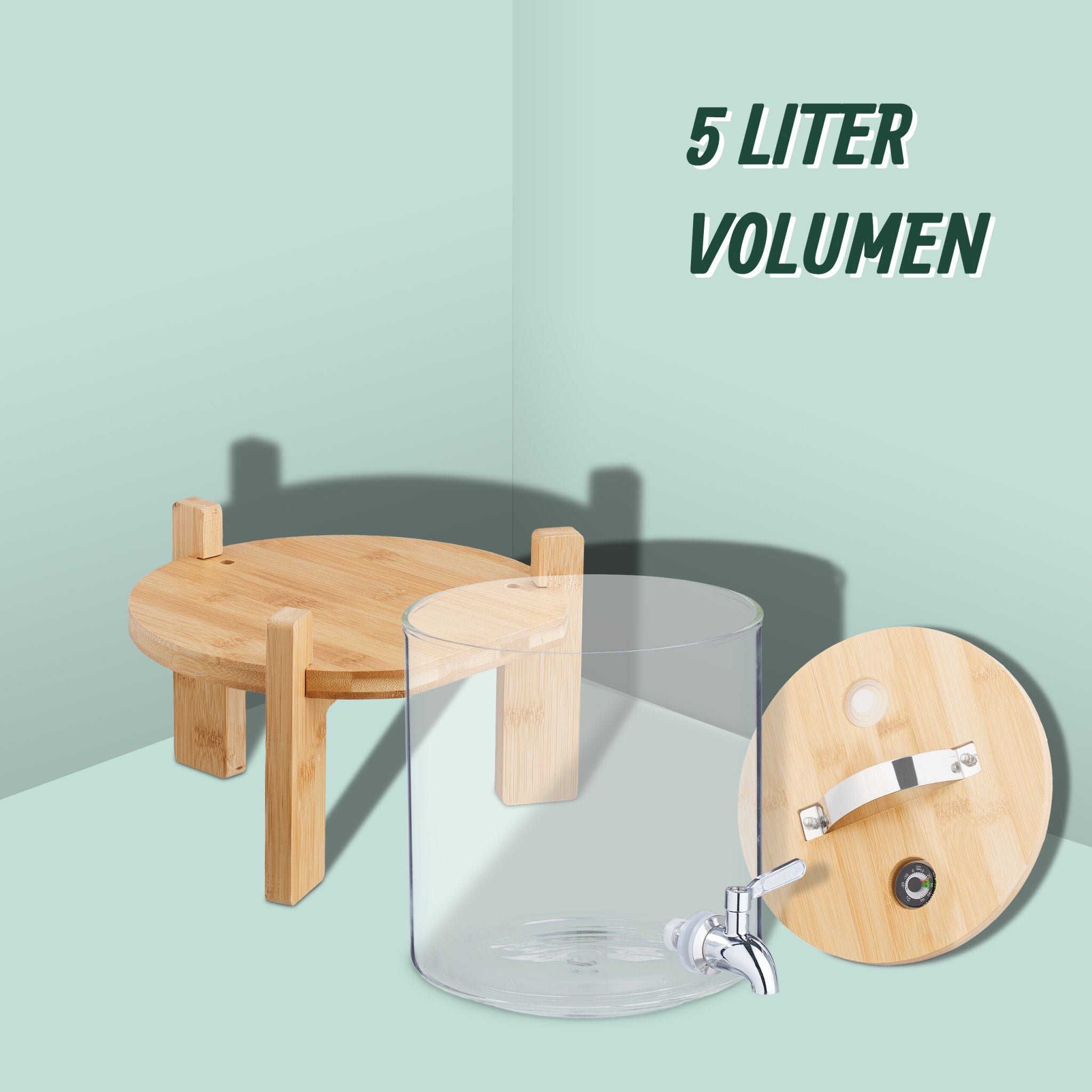 Getränkespender für Kalt- & Heissgetränke Hellbraun-Silber-Transparent von Relaxdays