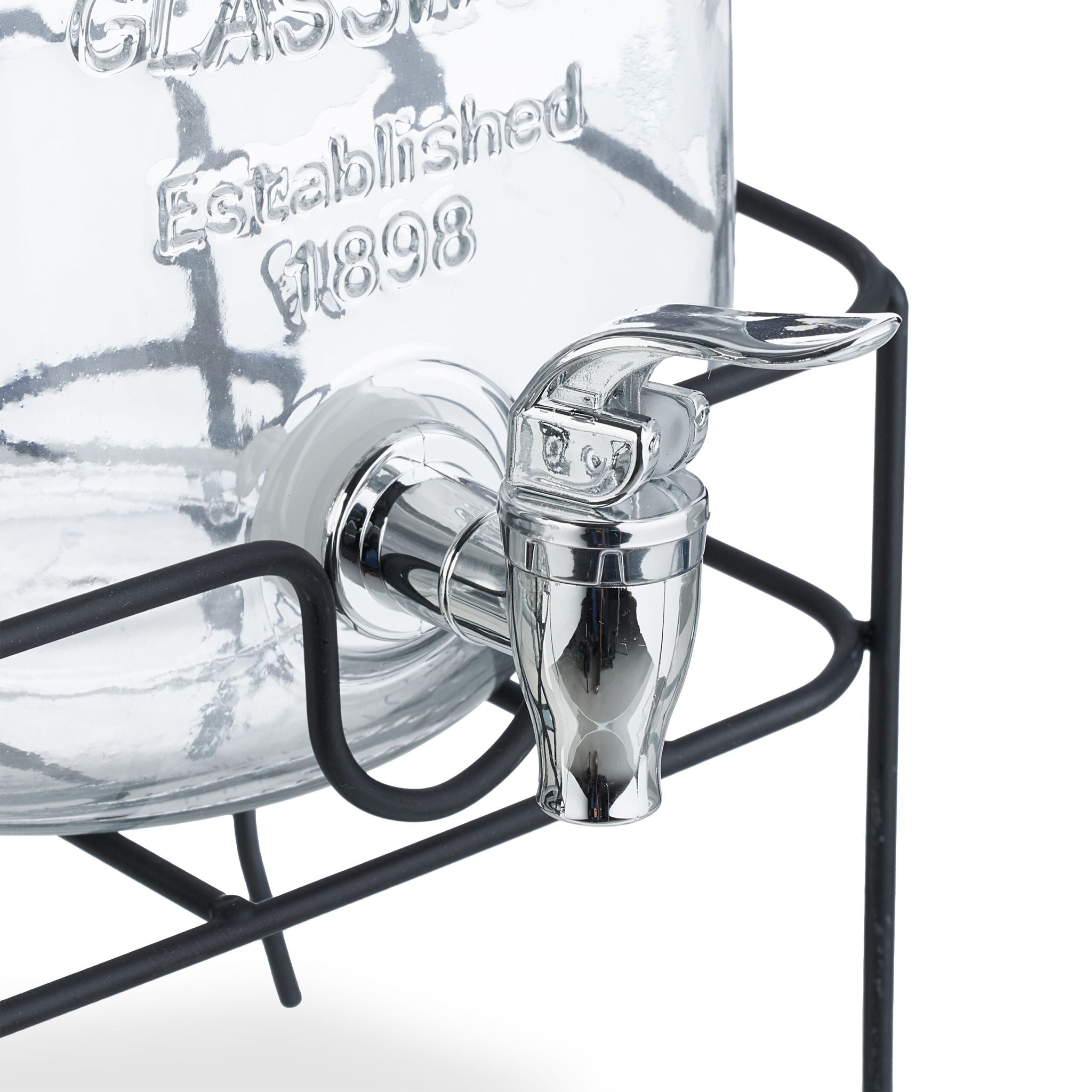 Getränkespender mit Ständer 4L 2er-Set Schwarz-Silber-Transparent von Relaxdays