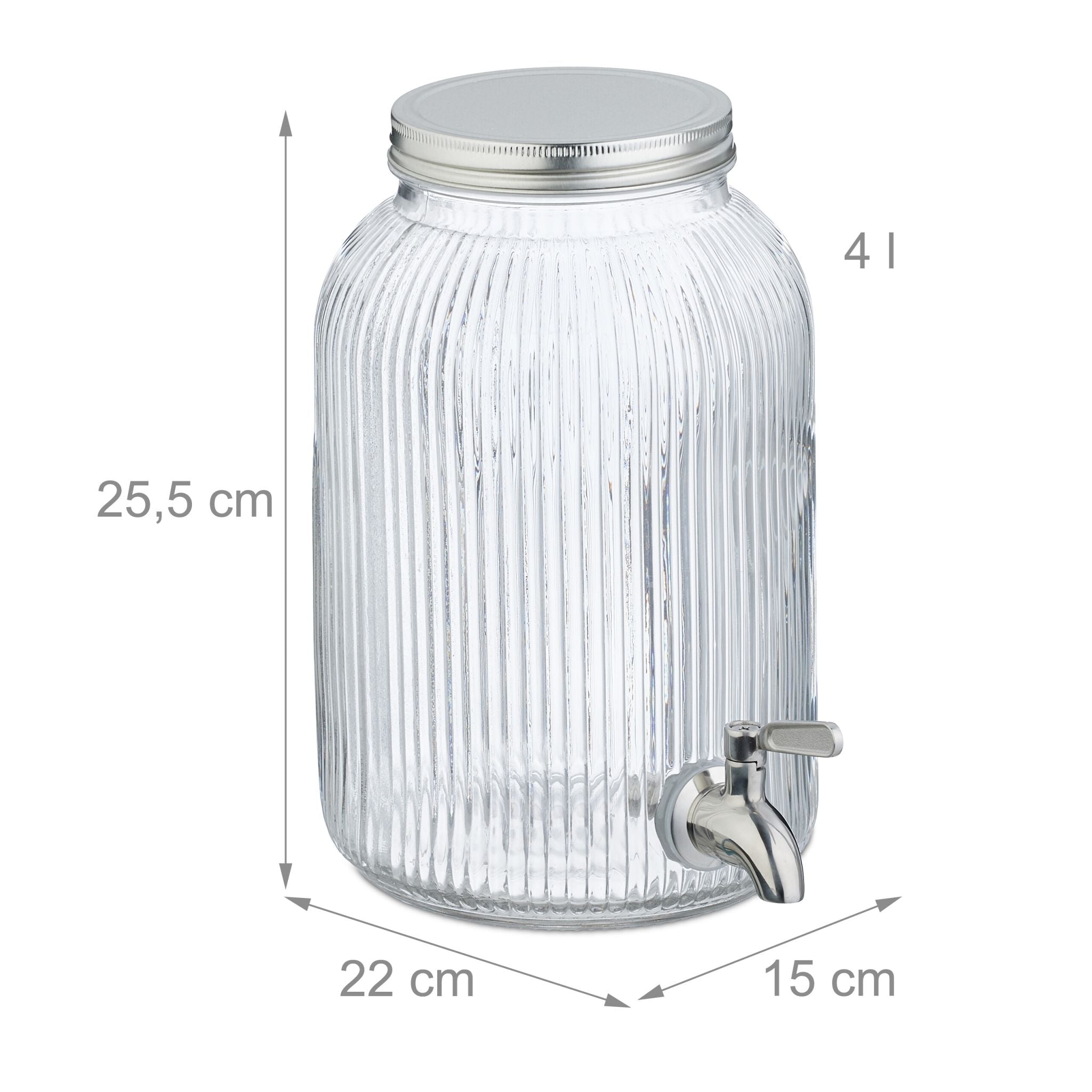 Getränkespender 4L Silber-Transparent von Relaxdays