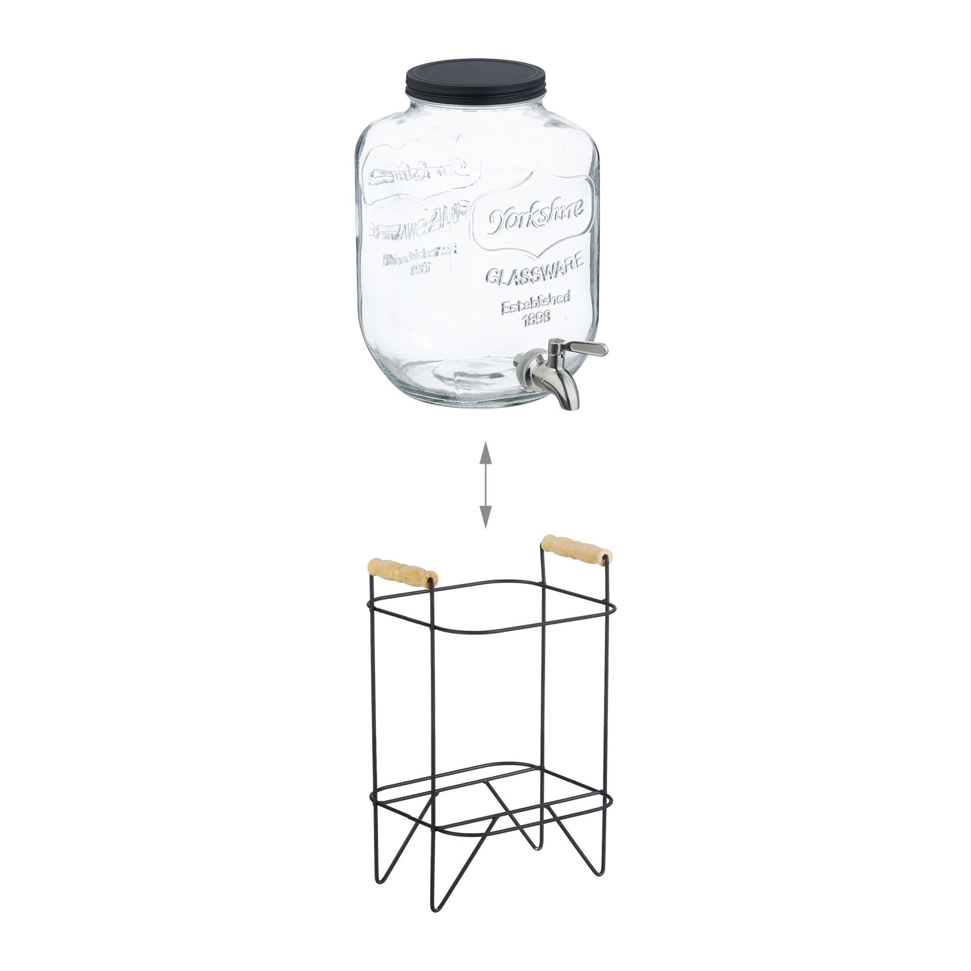 Getränkespender mit Ständer 5L Schwarz-Silber-Transparent von Relaxdays