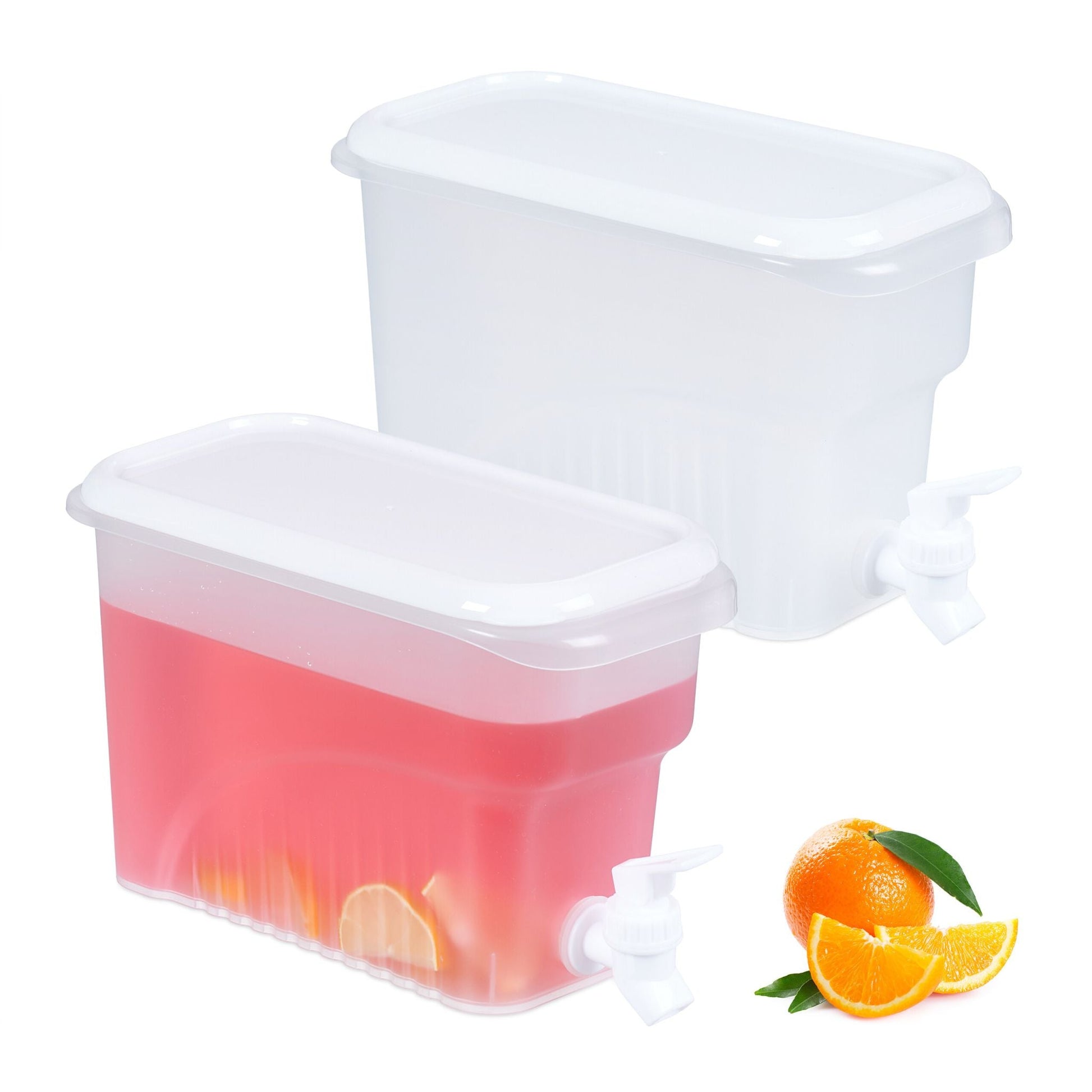 Getränkespender Kühlschrank 3L 2er-Set Weiss-Transparent von Relaxdays