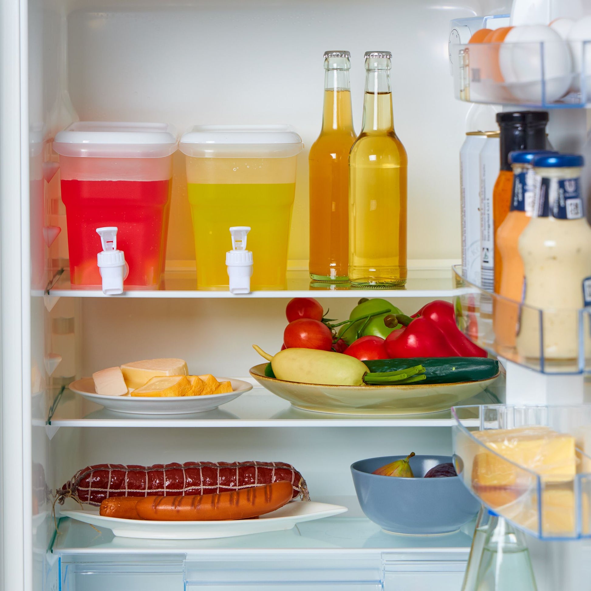 Getränkespender Kühlschrank 3L 2er-Set Weiss-Transparent von Relaxdays