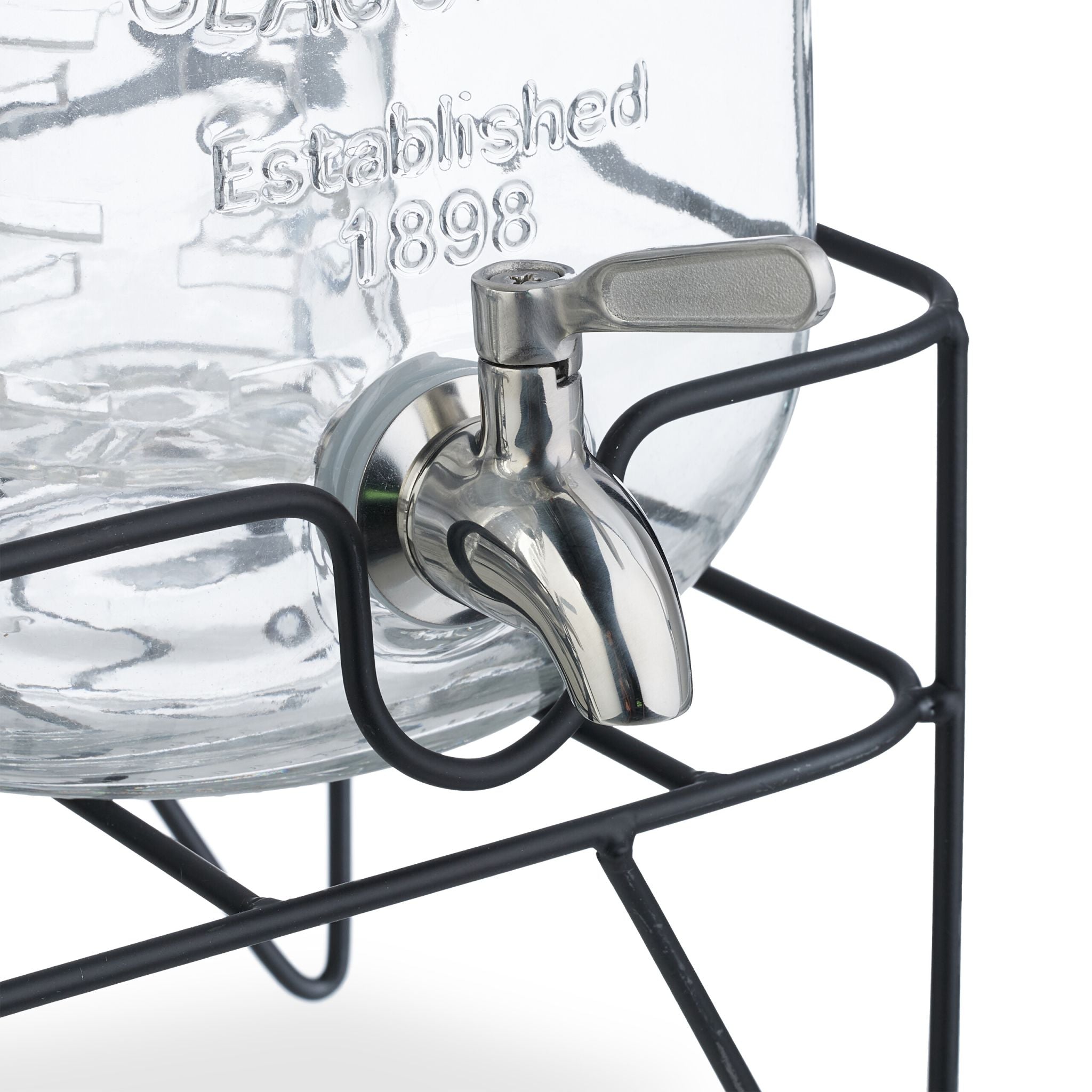 Getränkespender 4L mit Ständer 2er-Set Schwarz-Silber-Transparent von Relaxdays