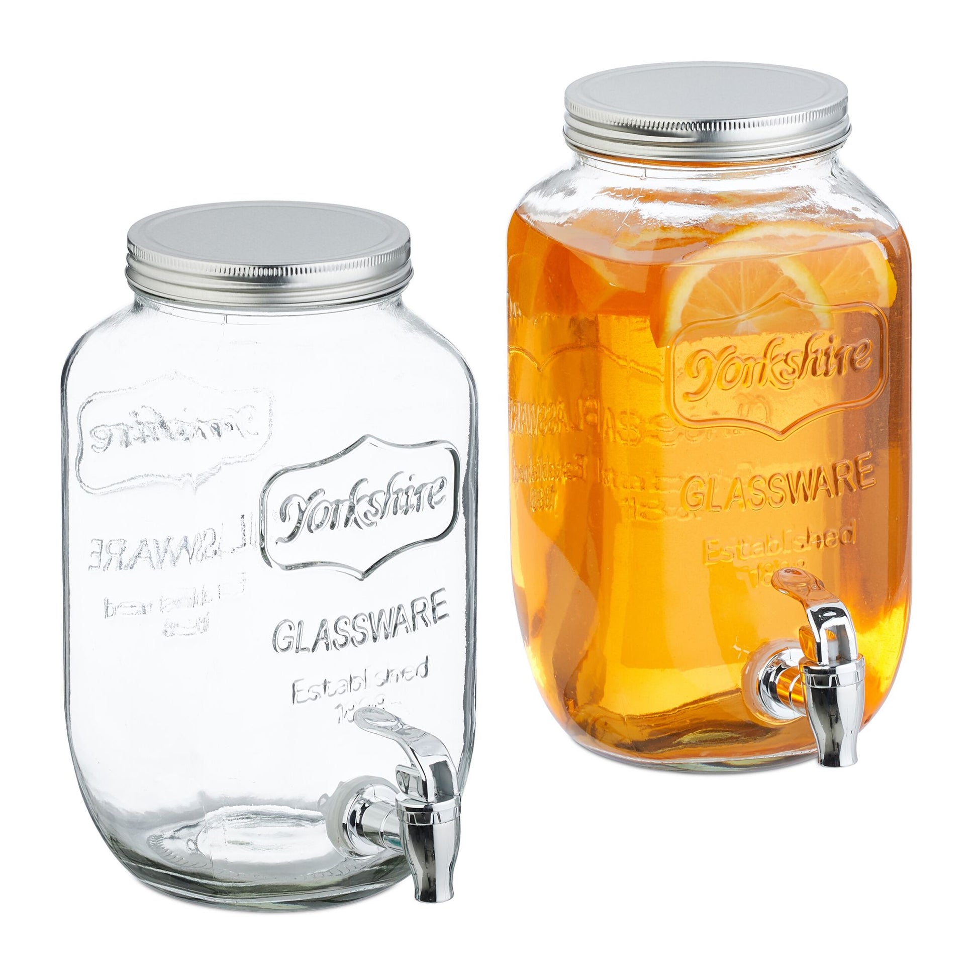 Getränkespender 3,5L 2er-Set Silber-Transparent von Relaxdays