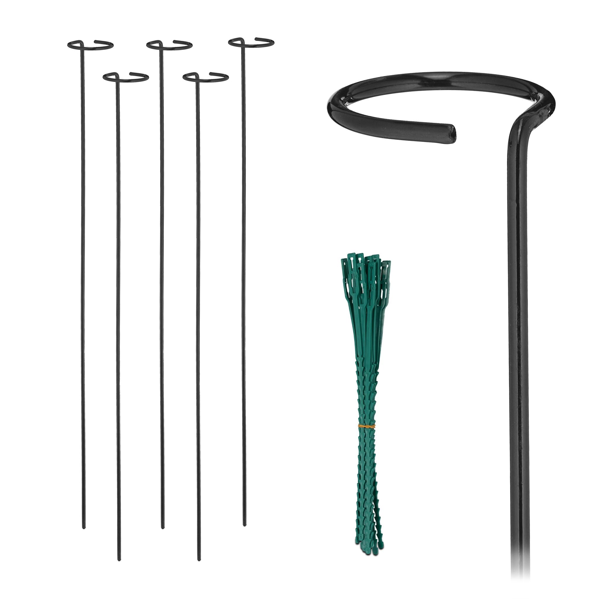 Pflanzstäbe Metall 6er-Set Dunkelgrün-Schwarz von Relaxdays