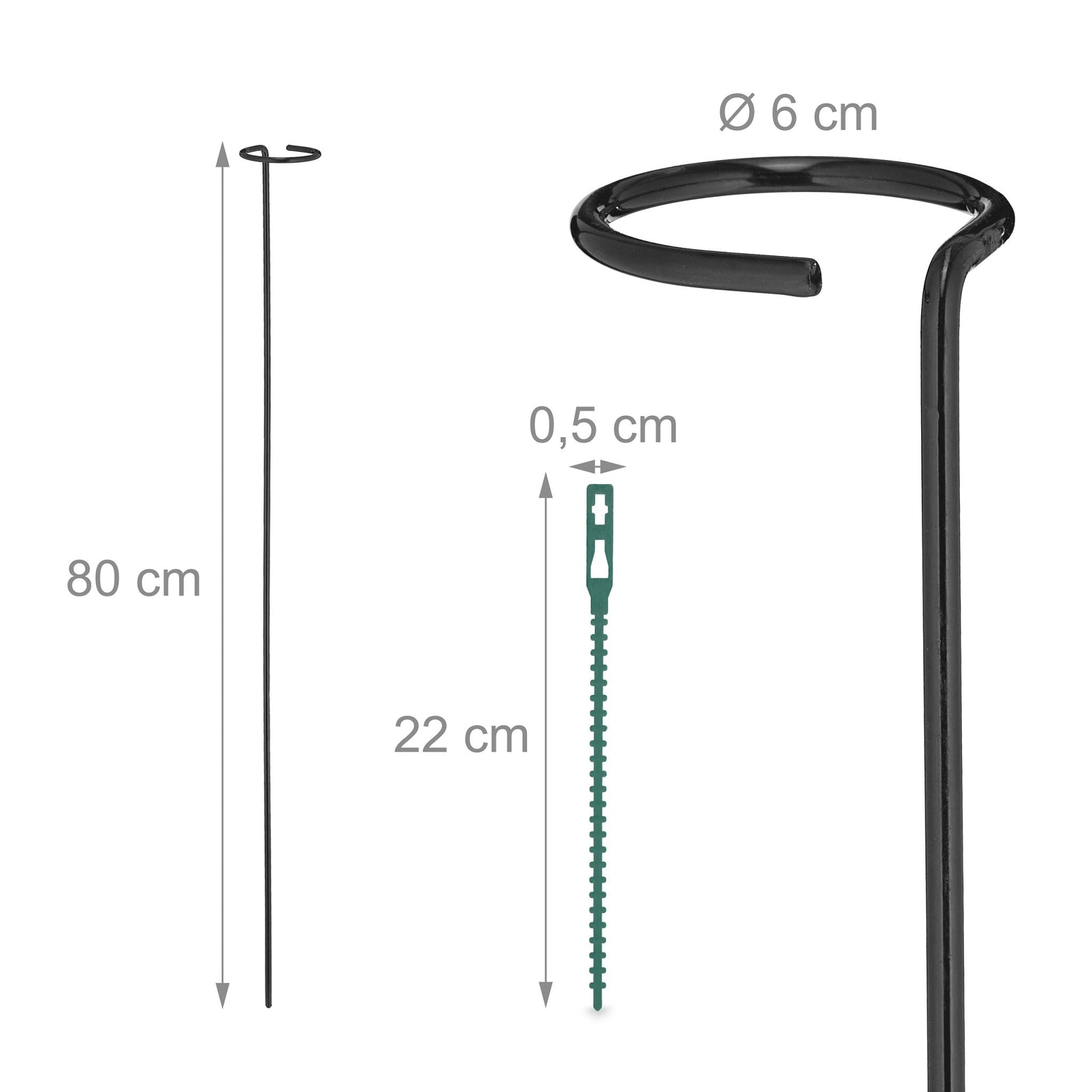 Pflanzstäbe Metall 6er-Set Dunkelgrün-Schwarz von Relaxdays