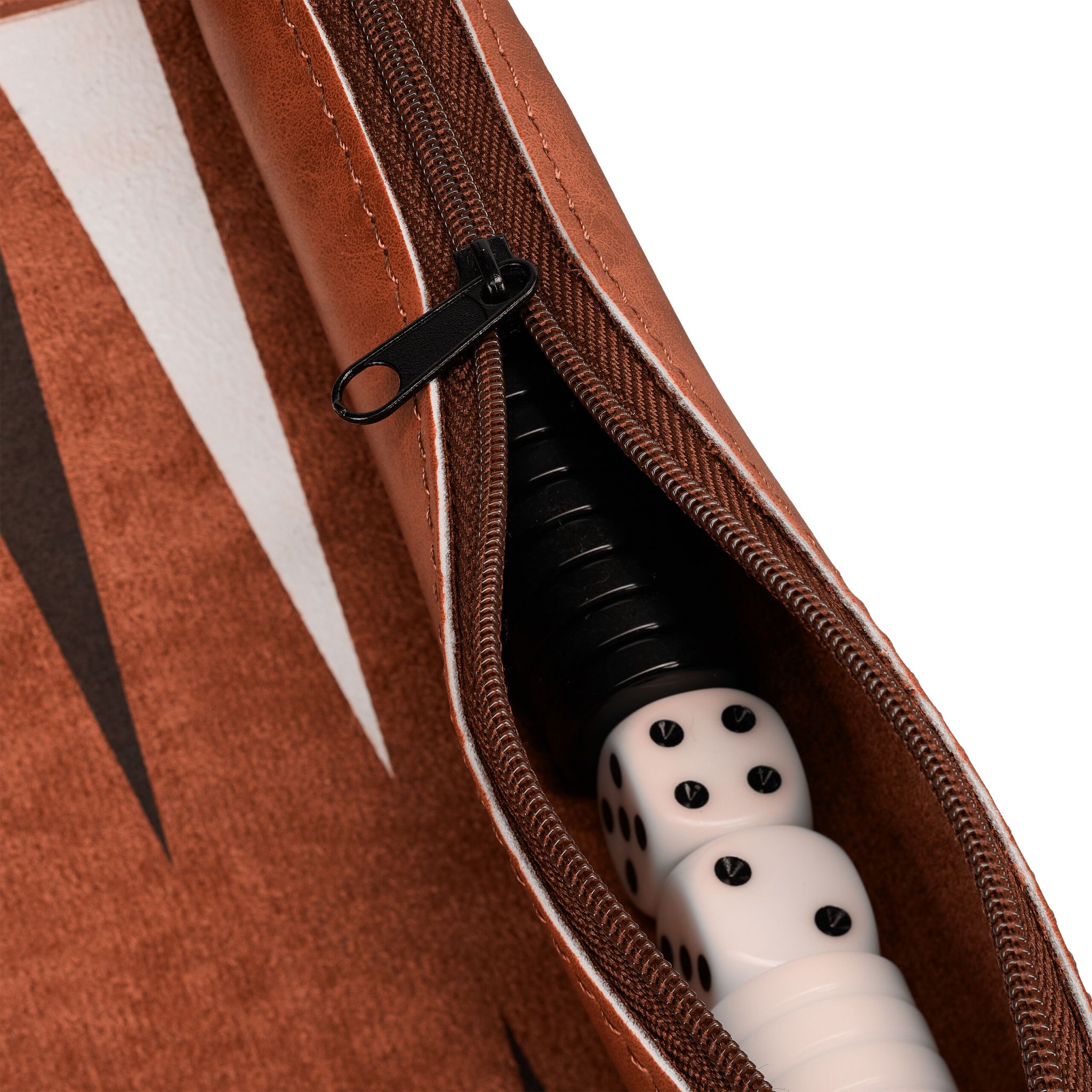 Backgammon zum Aufrollen Weiss-Braun-Schwarz