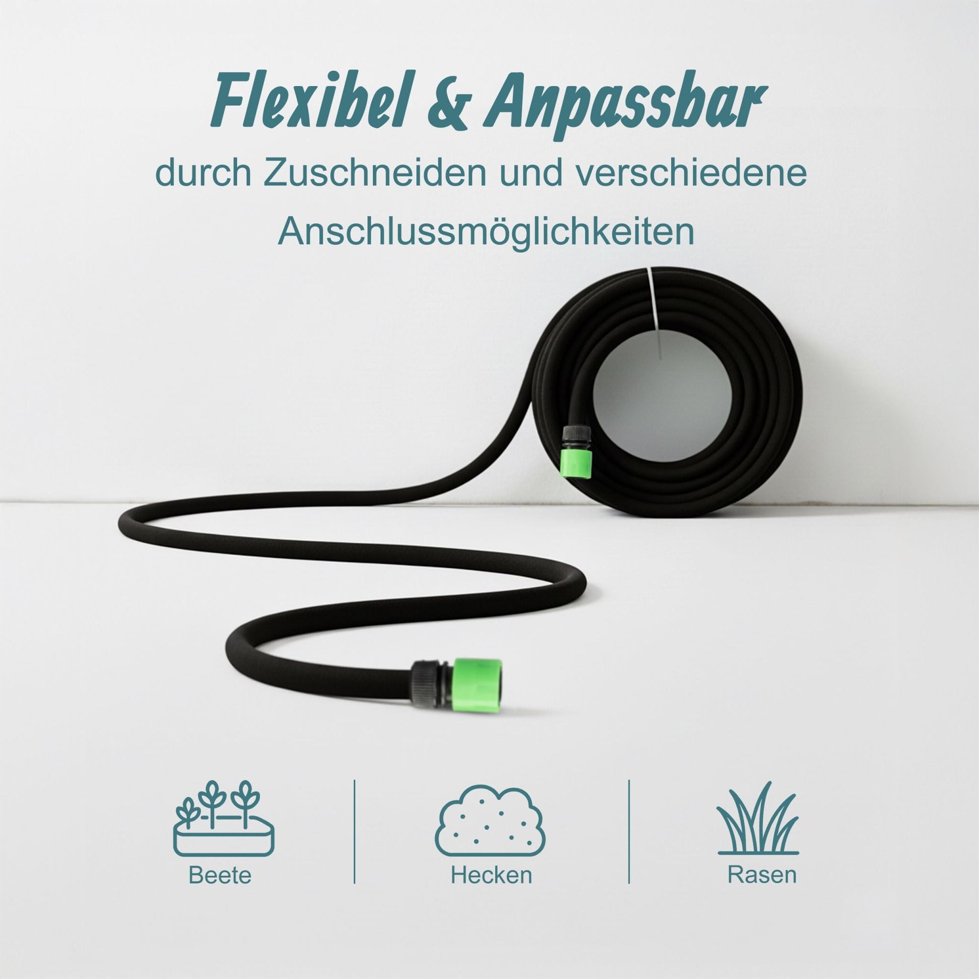 Anschlussfertiger Tropfschlauch Grün-Schwarz von Relaxdays