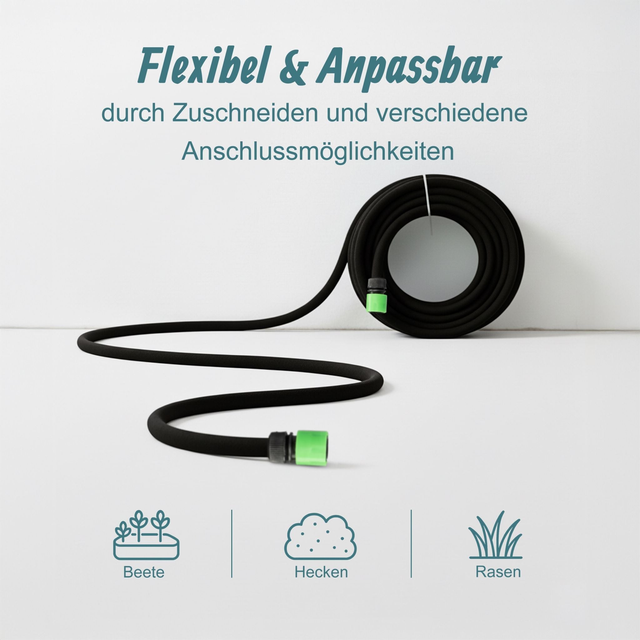 Anschlussfertiger Tropfschlauch Grün-Schwarz von Relaxdays