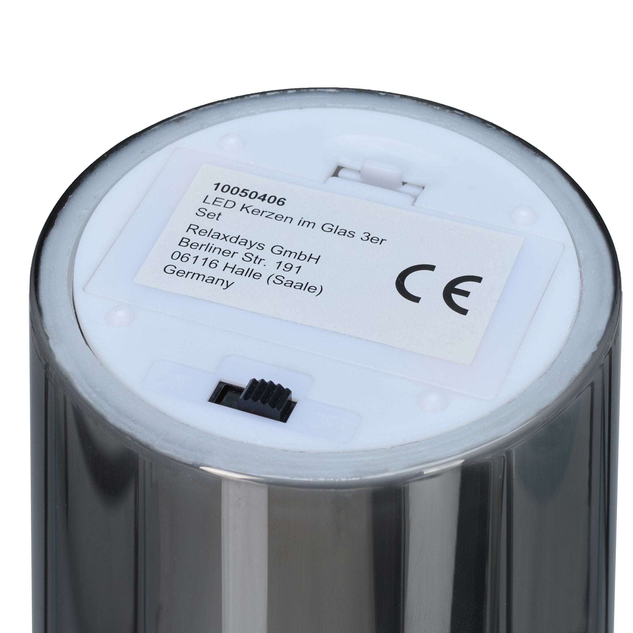 LED Kerzen Glas 3er-Set Weiss-Grau von Relaxdays