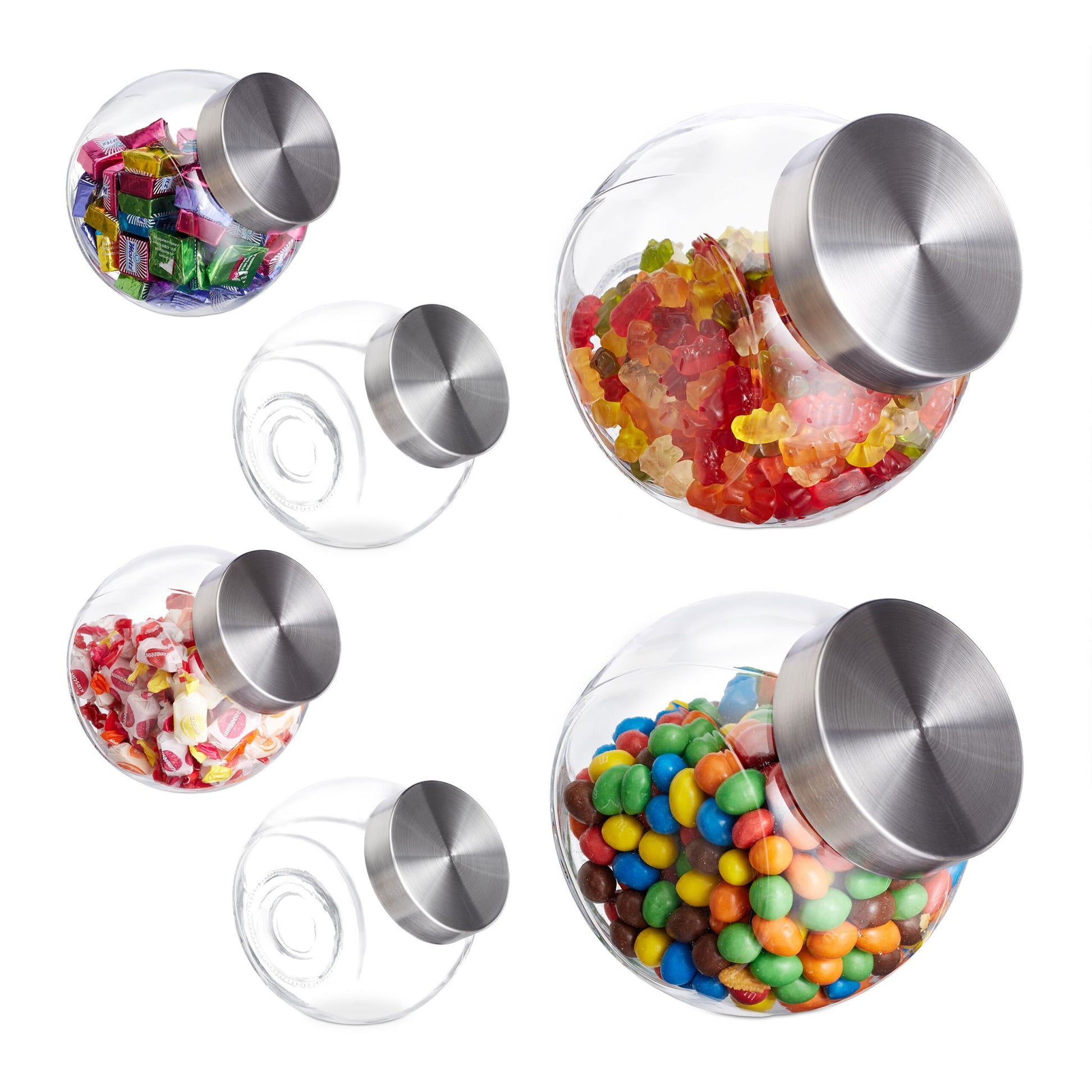 Bonbongläser 6er-Set 1,5L Silber-Transparent von Relaxdays