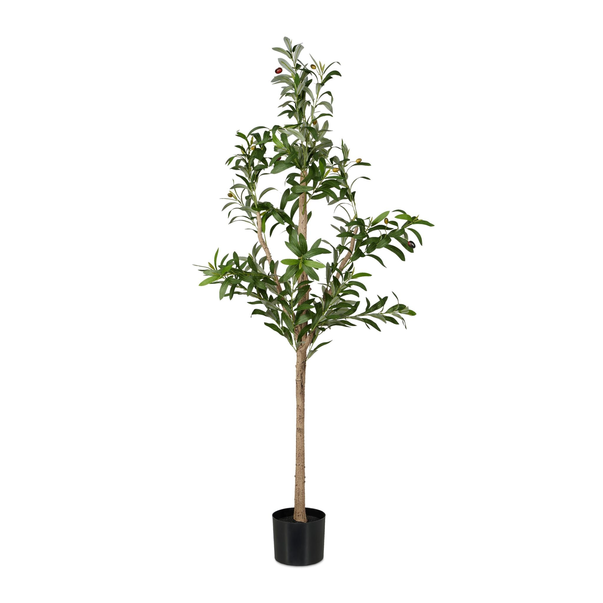 Künstlicher Olivenbaum Dunkelgrün-Hellbraun-Schwarz von Relaxdays
