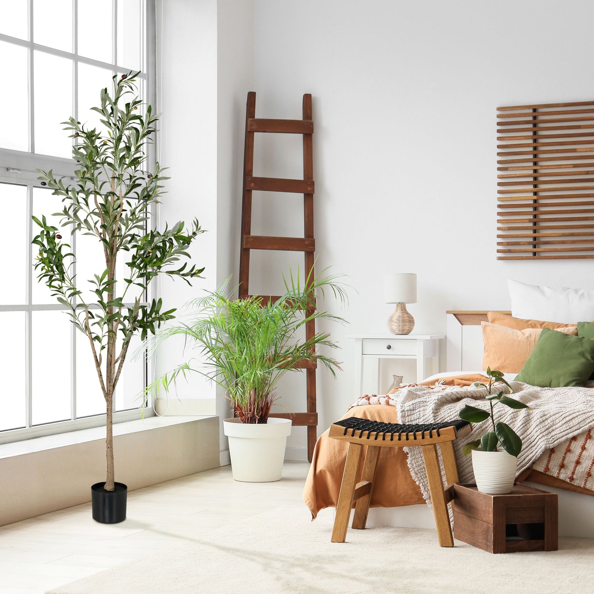 Künstlicher Olivenbaum Dunkelgrün-Hellbraun-Schwarz von Relaxdays