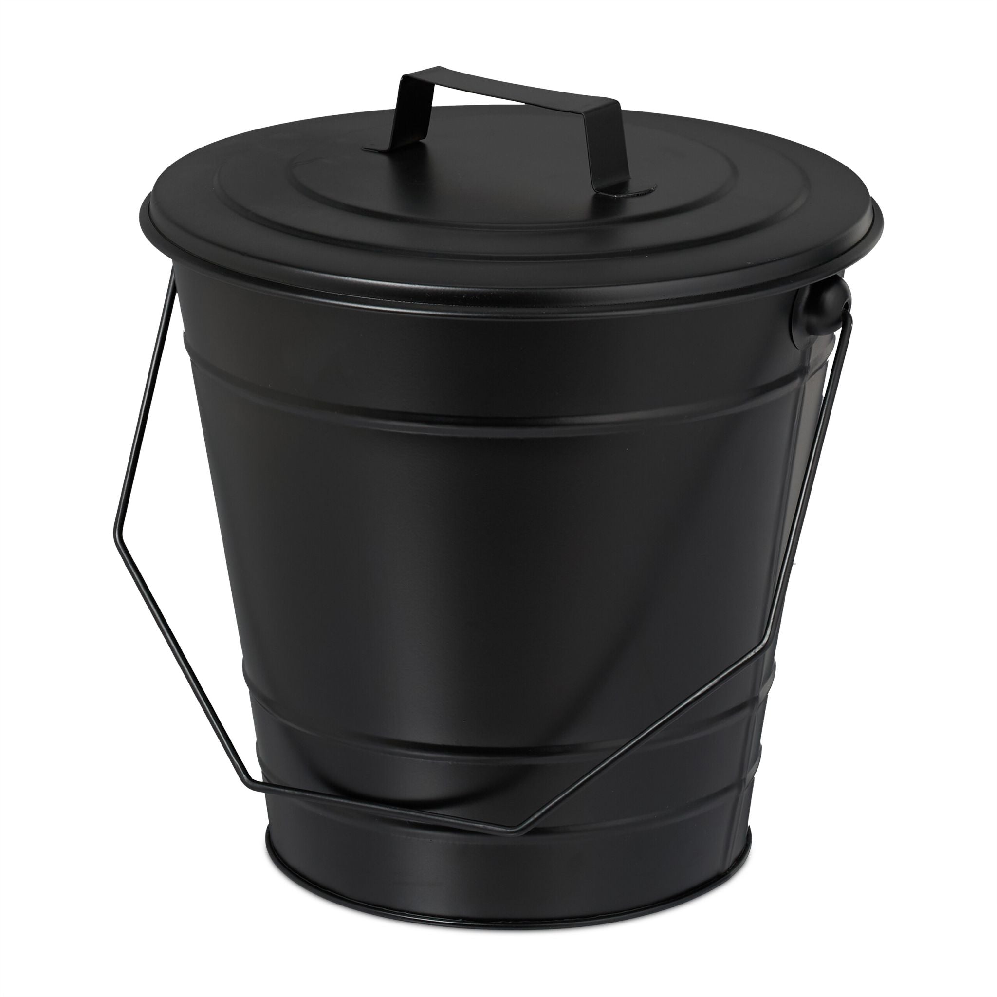 Ascheeimer mit Deckel 7L Schwarz von Relaxdays