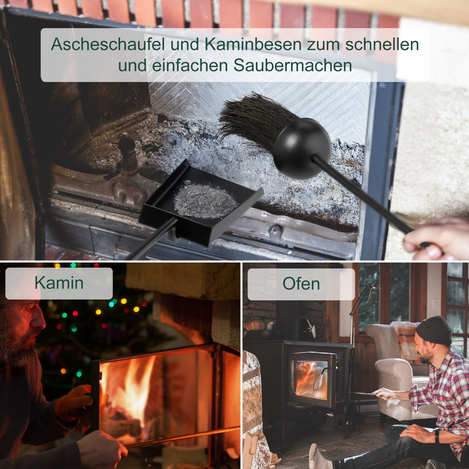 Kaminbesteck 5tlg. Schwarz von Relaxdays