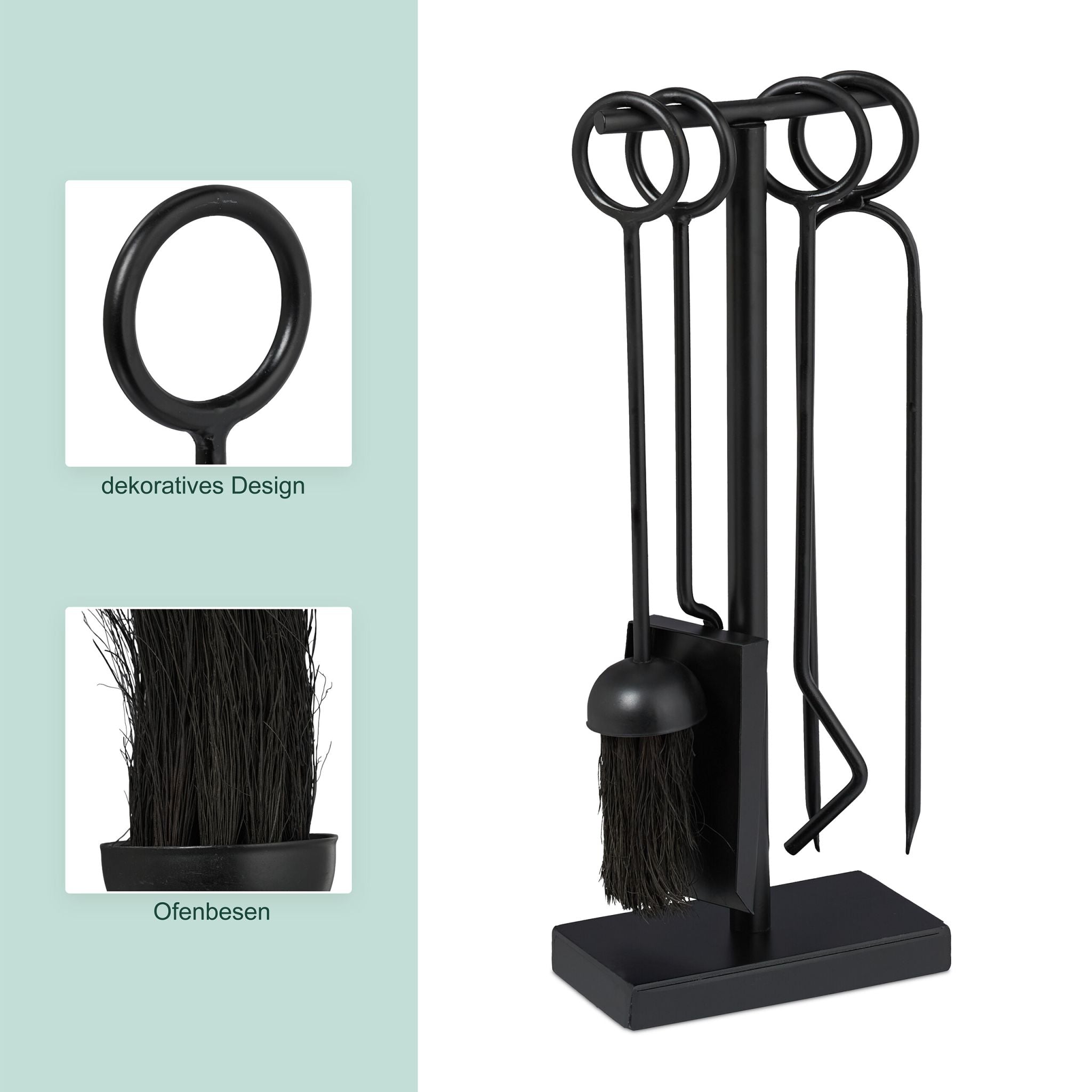 Kaminbesteck 5tlg. Schwarz von Relaxdays