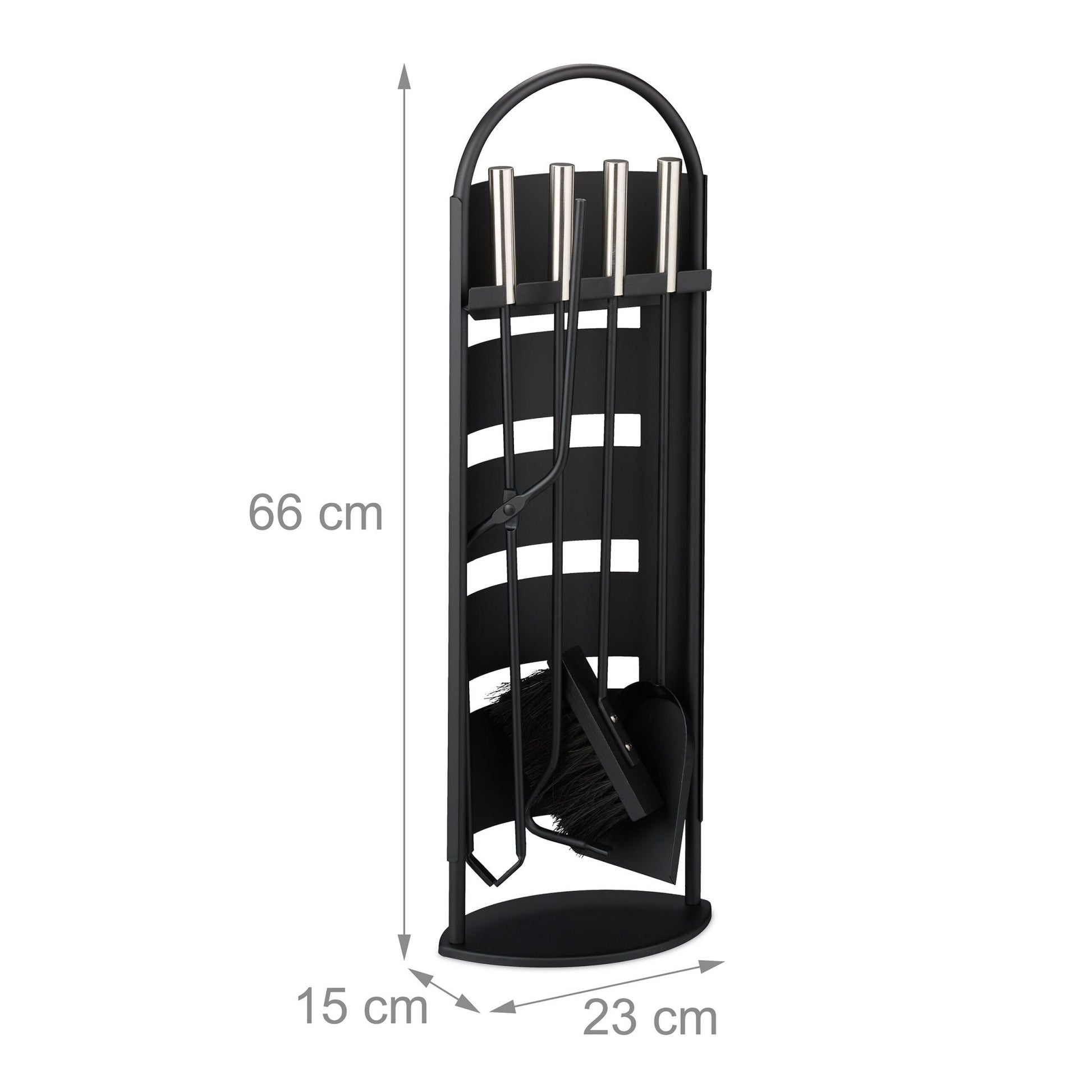 Kaminbesteck 5tlg. Schwarz-Silber von Relaxdays