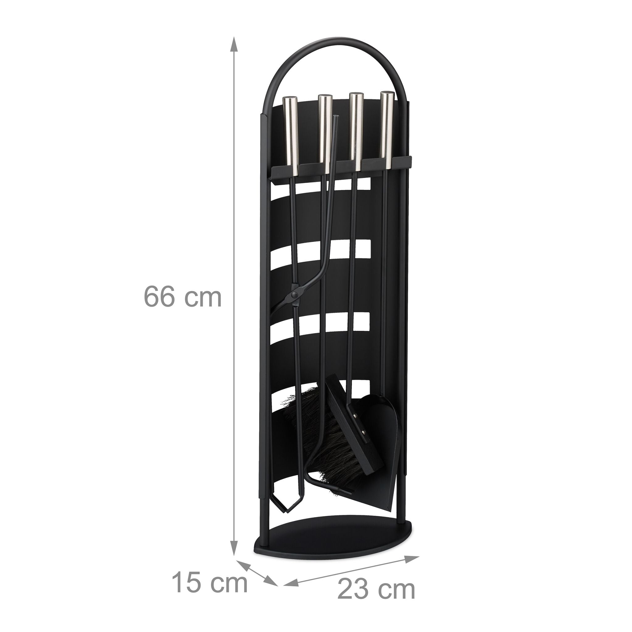 Kaminbesteck 5tlg. Schwarz-Silber von Relaxdays