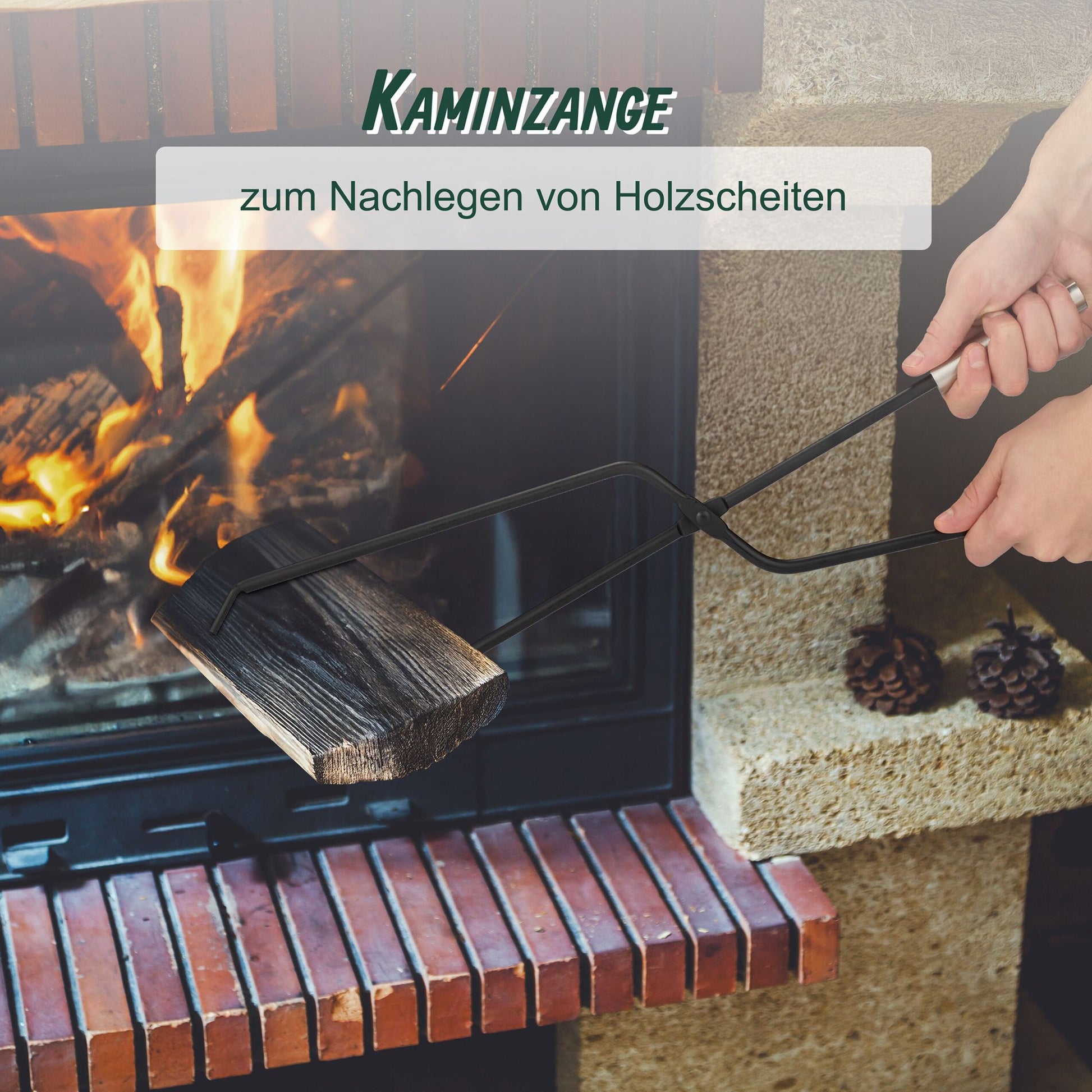 Kaminbesteck 5tlg. Schwarz-Silber von Relaxdays